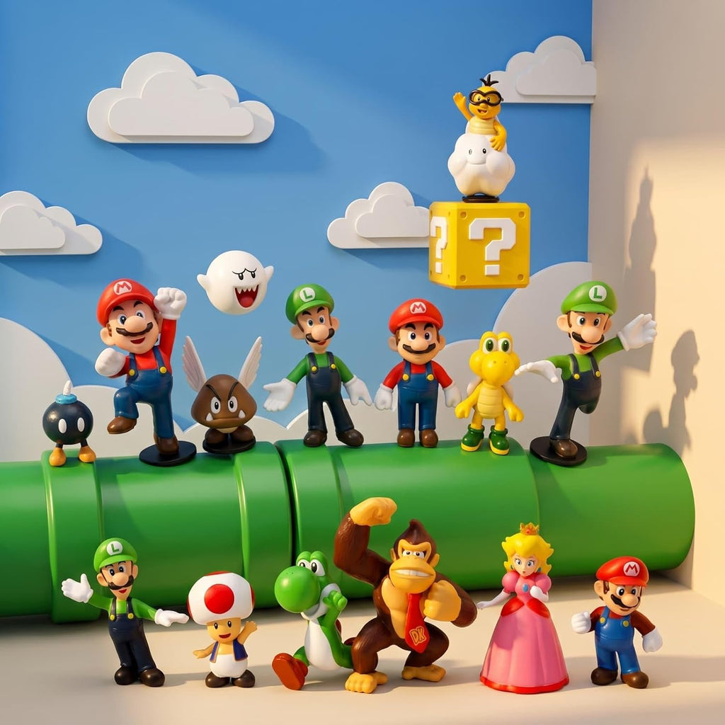 18 Pcs Mario Figurines Set, Mario Mini Collection Figures, Ideal for Cake Toppers & Party Scene Decor - Flex Gamingproduct_type