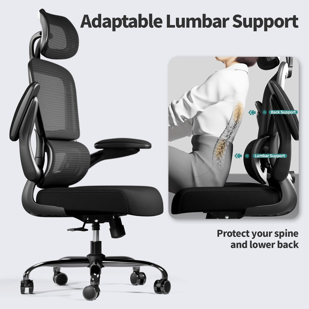 TRALT Office Chair Ergonomic Desk Chair, 330 LBS Home Mesh Office Desk Chairs with Wheels, Comfortable Gaming Chairs (1, Black) - Flex Gamingproduct_type