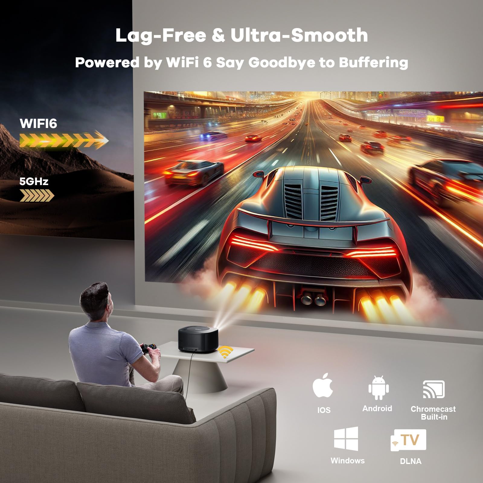 Outdoor-Projector-4K with WiFi and Bluetooth:[3500 Bright/60W Dolby Audio/Official Licensed Apps],Smart-Projector with AI Auto Focus,ONOAYO ONO5Pro 2.0 Movie Projector for Indoor/Outdoor 2026New - Flex Gamingproduct_type