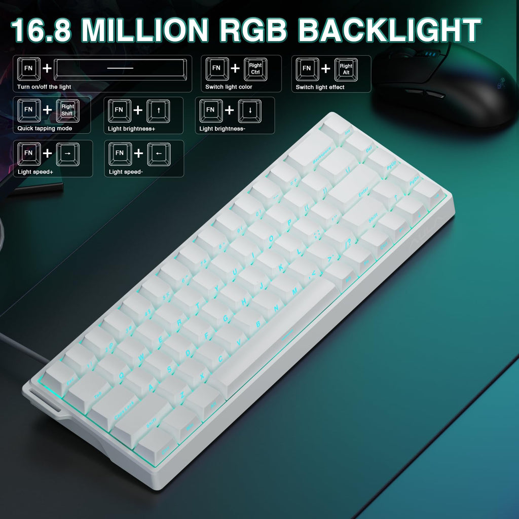 AULA WIN68 HE Mechanical Gaming Keyboard 60%, Hall Effect Magnetic Switch, Fast Trigger Mode Adjustable Actuation, 8000Hz Polling Rate, RGB Backlit, Wired Black Keyboard for Laptop/PC Gamer - Flex Gamingproduct_type