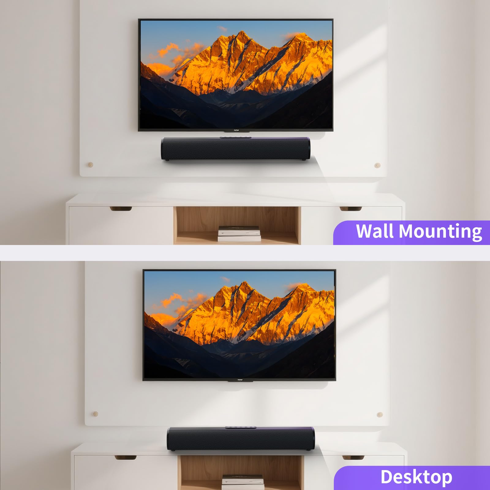 100W Sound Bar for Smart TV, 2.2 ch Soundbar with Bluetooth 5.3/ARC/Opt/AUX Connect, Surround Sound System for TV with 4 Speakers, Home Audio Surround Sound System for TV PC Projector - Flex Gamingproduct_type