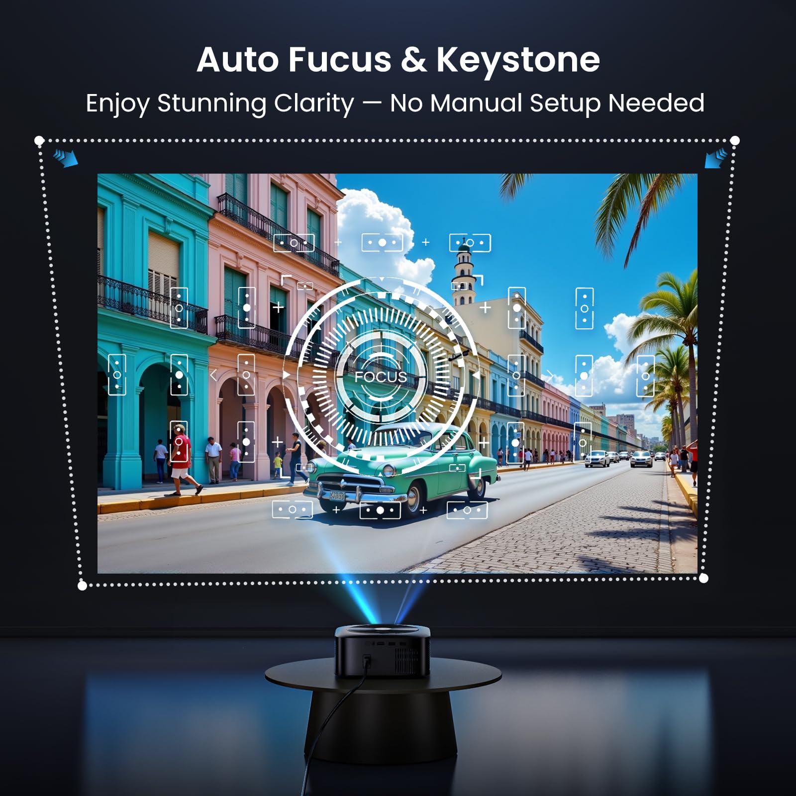1500 ANSI Official Licensed Google TV Smart Projector, HAPPRUN 4K Full HD Home Theater with Auto Focus, Dolby Sound, Wi-Fi Bluetooth, Built-in Apps, Compatible with Phone & PC, Indoor & Outdoor Use - Flex Gamingproduct_type
