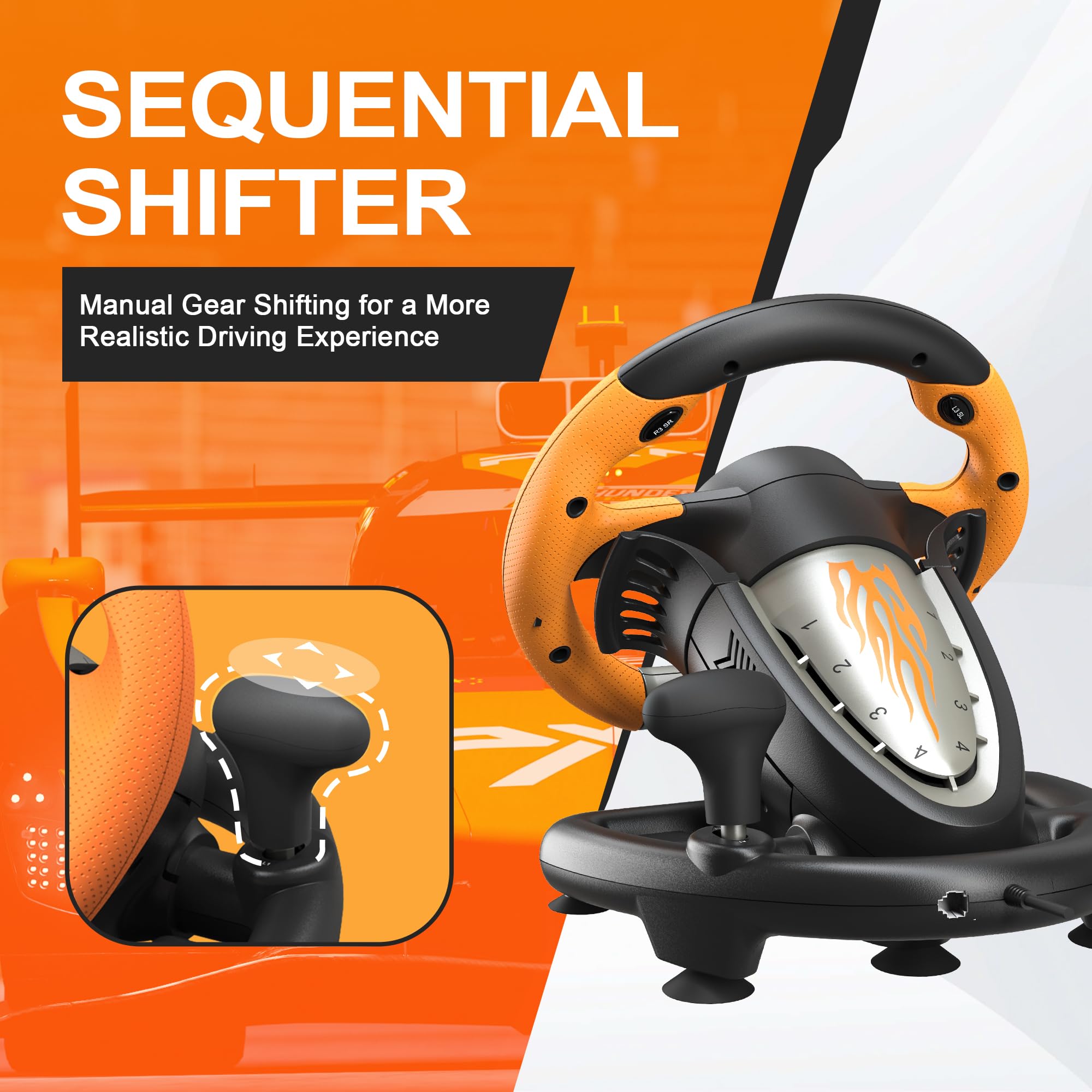 PXN V3 Pro Gaming Steering Wheel with Pedals | Dual Motor Vibration Feedback, Beginner Sim Racing Wheel for PC, PS4, Xbox Series S, Xbox Series X, Xbox One and Switch - Flex Gamingproduct_type