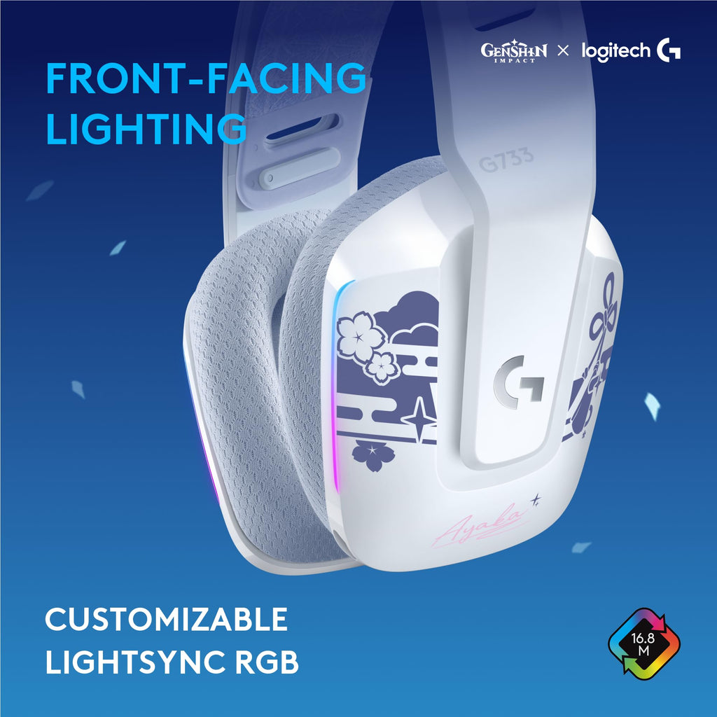 Logitech G733 Lightspeed Wireless Gaming Headset, Suspension Headband, Lightsync RGB, Blue VO!CE Mic, PRO-G Audio – Black, Gaming Headset Wireless, PC, PS5, PS4, Switch Compatible - Flex Gamingproduct_type
