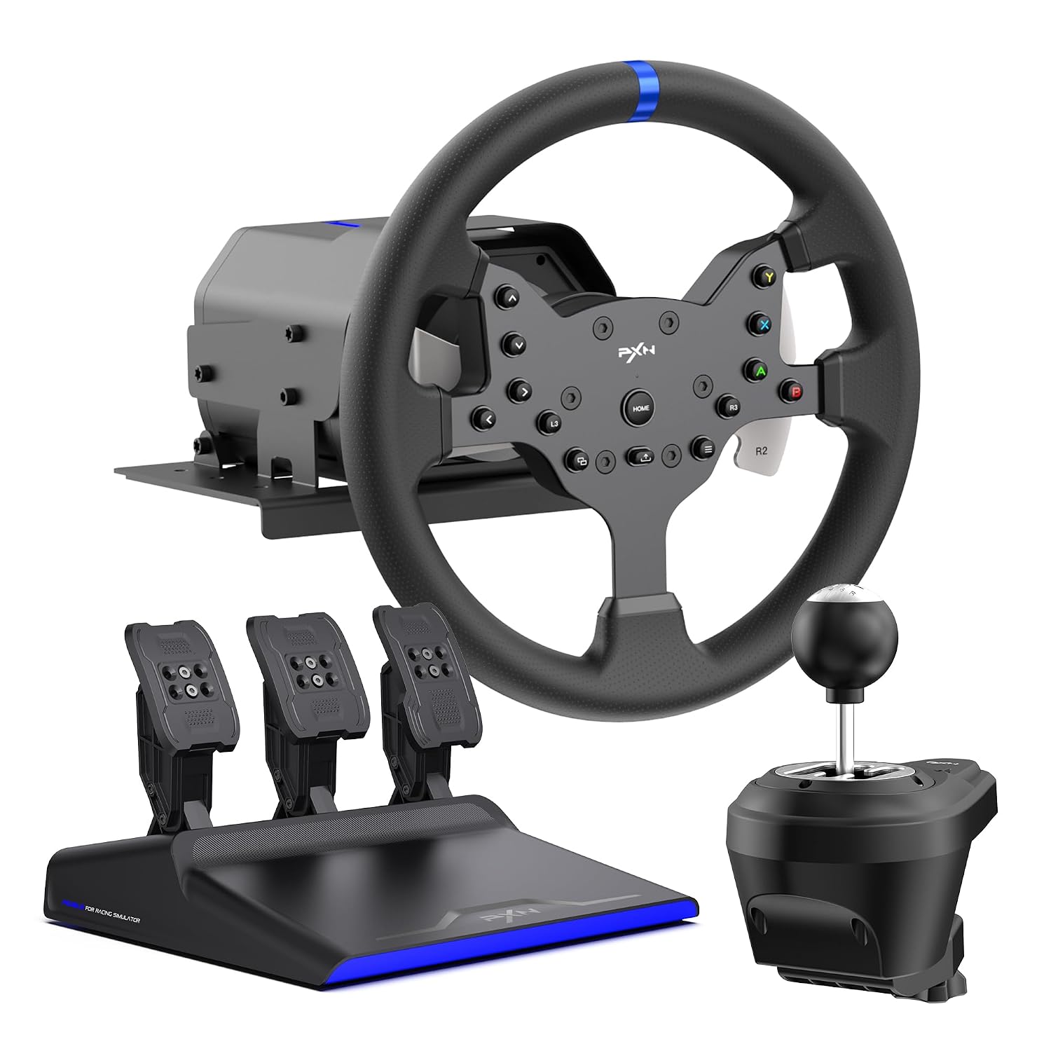 PXN V99 3.2Nm Force Feedback Gaming Steering Wheel | 270-900 Degree, 11.8-inch, Hall 3-Pedal, H Shifter - Sim Racing Wheel for PC, PS4, Xbox One, Xbox Series X|S - Flex Gamingproduct_type