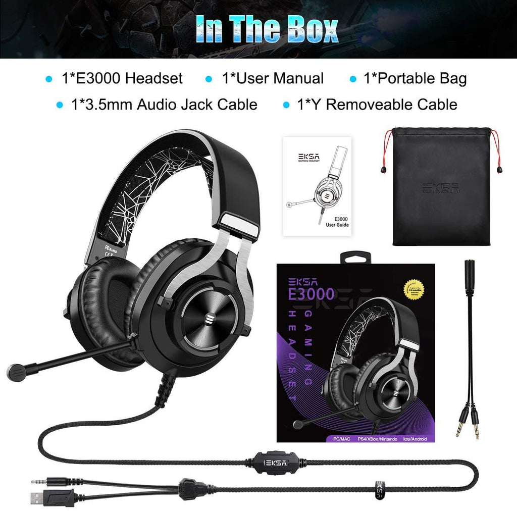 EKSA USB Gaming Headset for PC, Computer Gaming Headphones with Detachable Microphone Noise Cancelling, 7.1 Surround Sound, 50MM Driver, Wired Headset for PS4 PS5, Xbox One, Laptop (Yellow) - Flex Gamingproduct_type