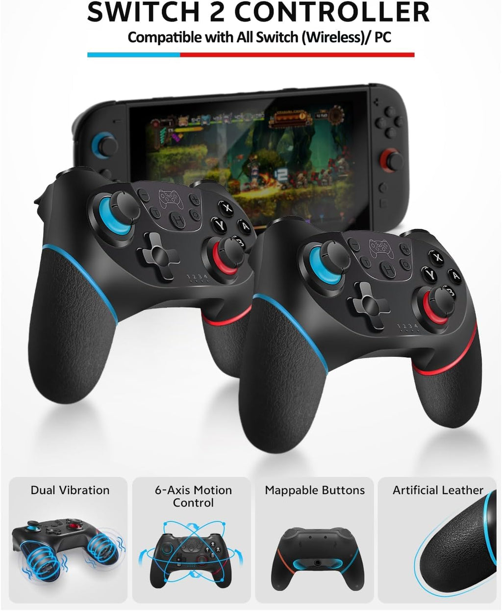 Pro Controllers Accessories Bundle for Nintendo Switch 2 18-in-1: Carrying Case, Screen Protector, Thumb Grip for Joycon, Dockable Console Protective Cover Shell, Steering Wheel, 2025 Switch2 Game Kit - Flex Gamingproduct_type