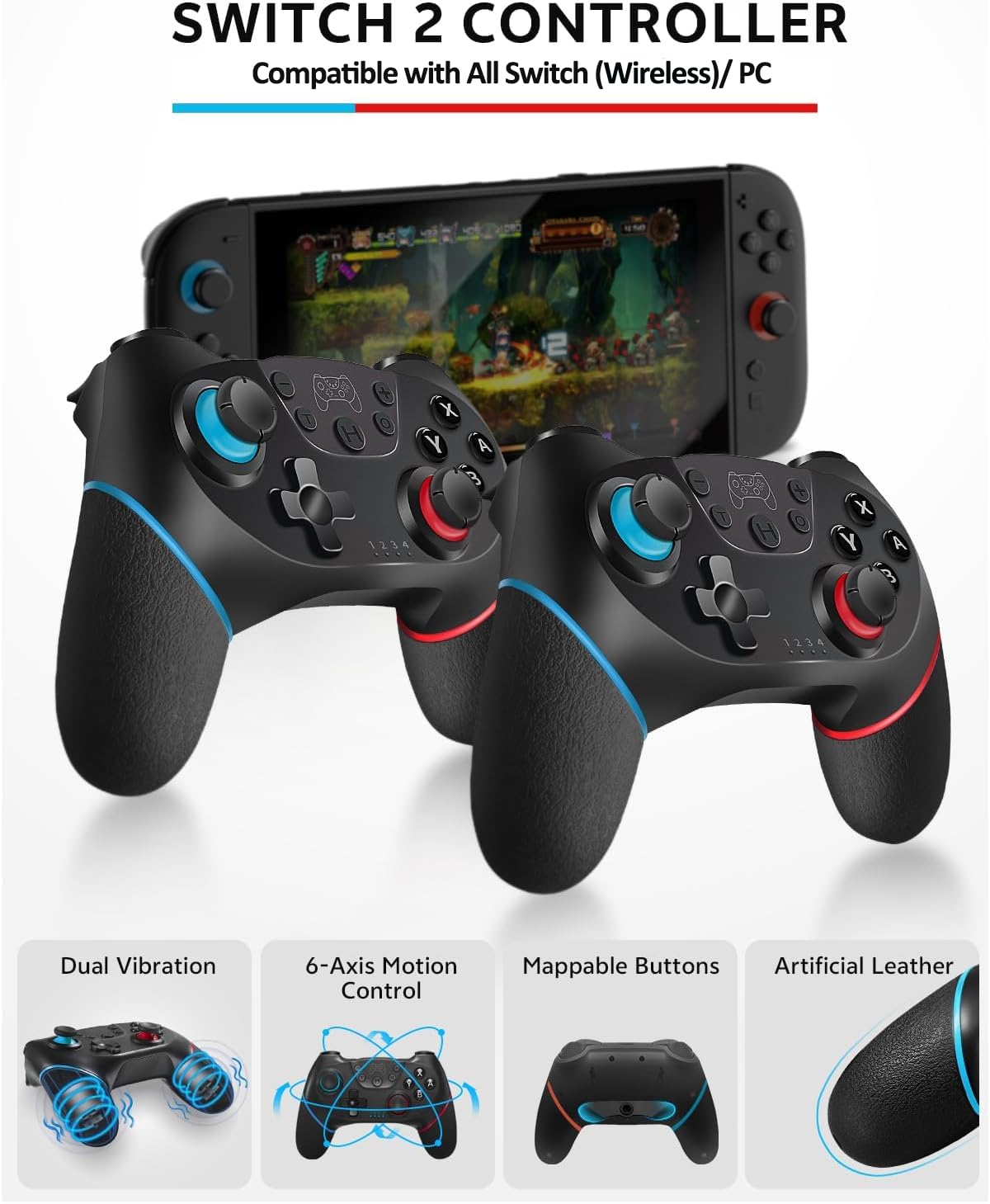 Pro Controllers Accessories Bundle for Nintendo Switch 2 18-in-1: Carrying Case, Screen Protector, Thumb Grip for Joycon, Dockable Console Protective Cover Shell, Steering Wheel, 2025 Switch2 Game Kit - Flex Gamingproduct_type