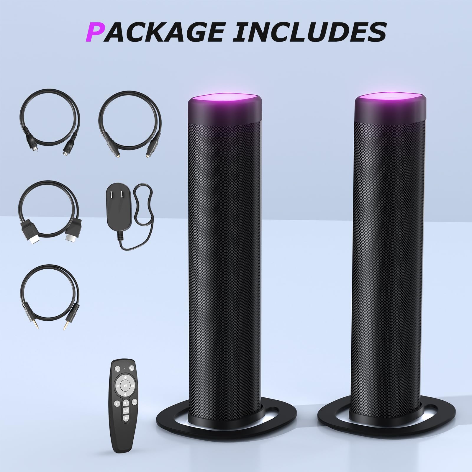 Sound Bar for Smart TV, 100W Sound Bar with 3 Dynamic RGB Lights,Bluetooth 5.3, ARC/Opt/AUX Connect, Dynamic Volume 3 Equalizer Modes,2 in 1 Detachable Soundbar for TV/PC/Gaming/Projectors - Flex Gamingproduct_type