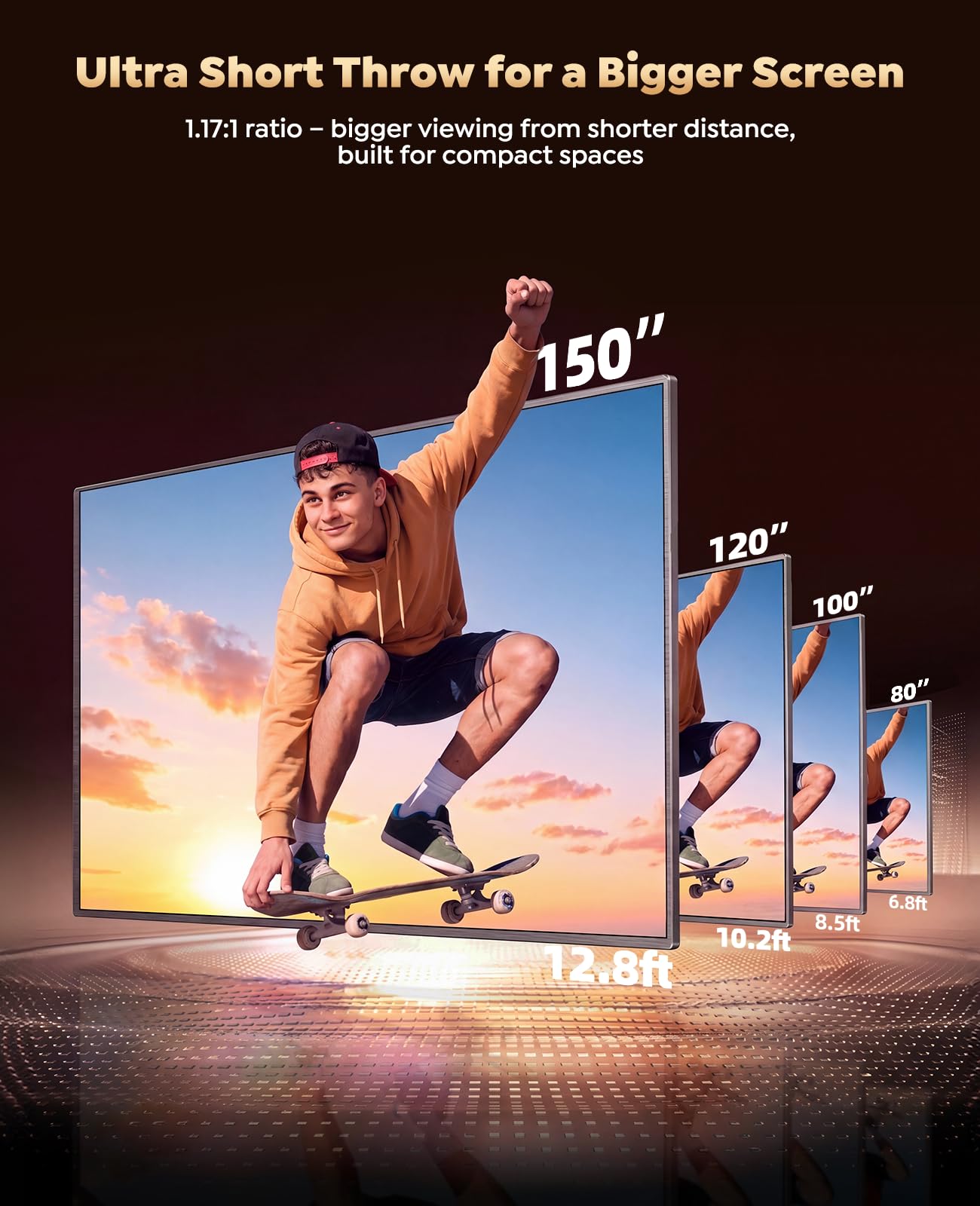 Smart 4K Projector [Google TV Stick Built-in & 360° Stand] with WiFi 6, Bluetooth 5.3, HDR10, 30W Hi-Fi, AI Auto Focus, Outdoor Portable Short Throw Movie Projector for Home Theater Bedroom Ceiling - Flex Gamingproduct_type