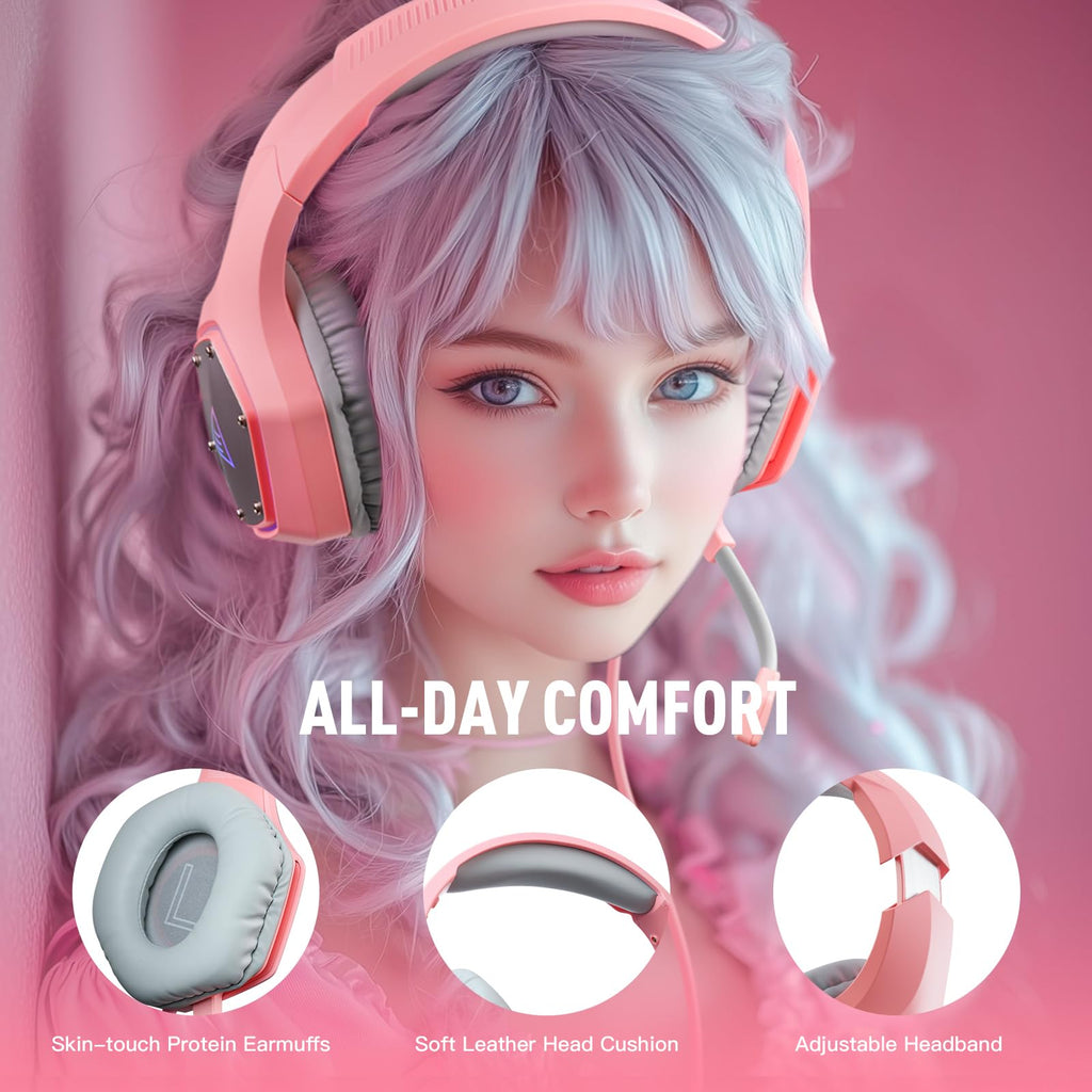EKSA E1000 USB Gaming Headset for PC, Computer Headphones with Microphone/Mic Noise Cancelling, 7.1 Surround Sound, RGB Light - Wired Headphones for PS4, PS5 Console, Laptop, Call Center - Flex Gamingproduct_type