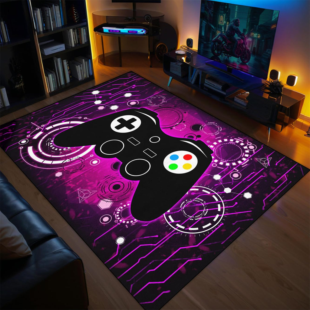 Video Game Shaped Carpet Rug - Gamepad Shaped Area Rug for Boys Bedroom Gaming Themed Area Rugs Kids Boys Gaming Room Decor, 4.5x6 Feet - Flex Gamingproduct_type