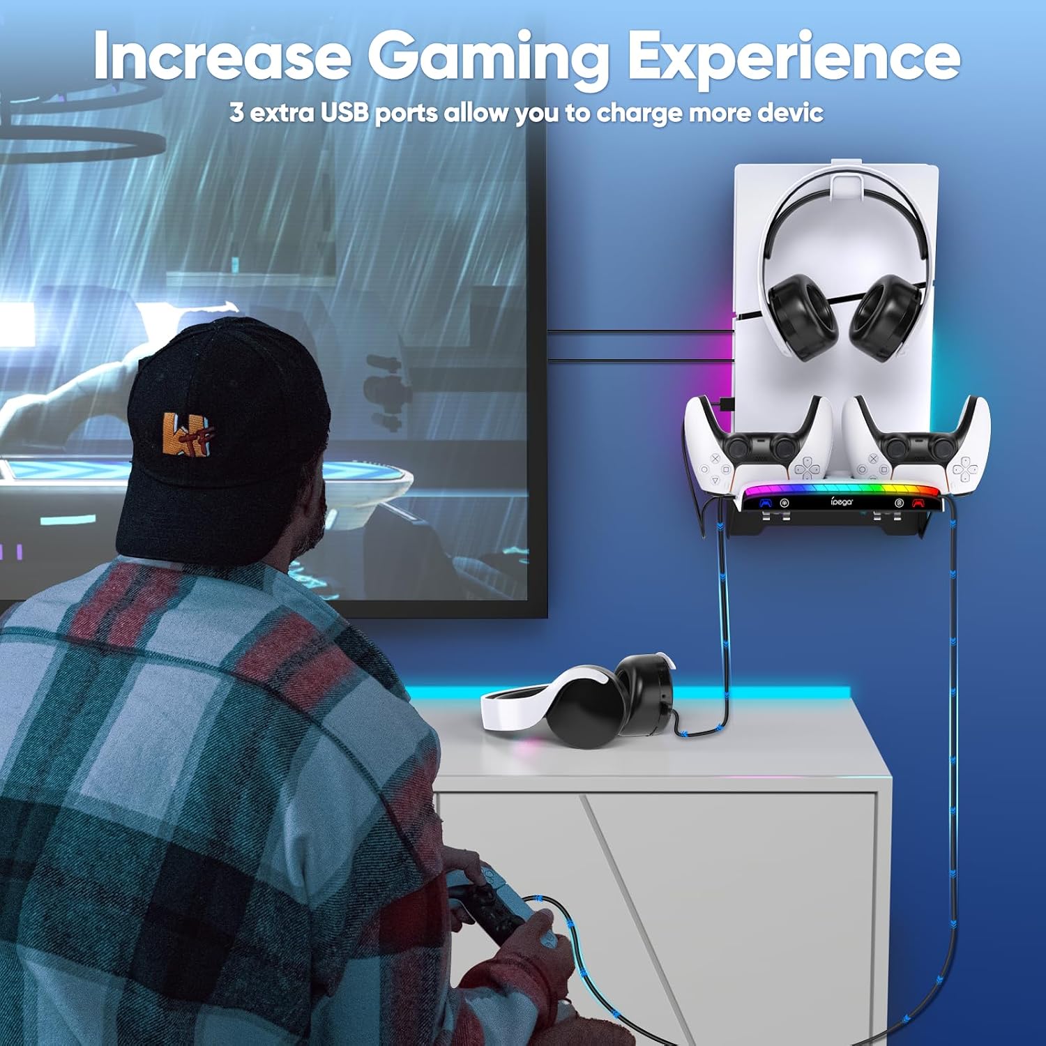 Elevate Your Gaming Experience with the PS5 Slim RGB Wall Mount - All-in-One Solution - Flex Gamingproduct_type