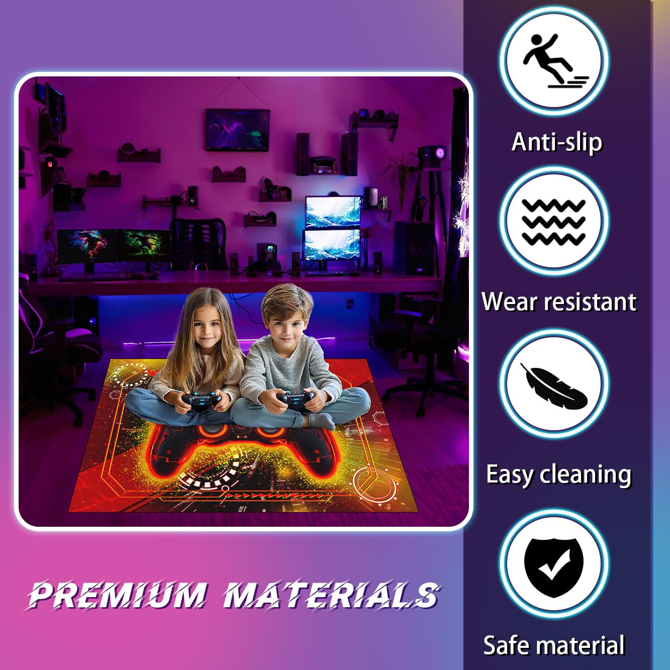 Video Game Shaped Carpet Rug - Gamepad Shaped Area Rug for Boys Bedroom Gaming Themed Area Rugs Kids Boys Gaming Room Decor, 4.5x6 Feet - Flex Gamingproduct_type