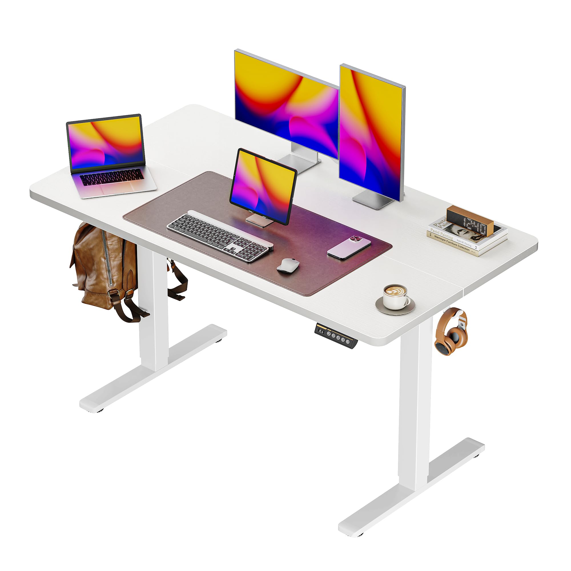 Huuger 55 x 28 Large Electric Standing Desk, Height Adjustable Computer Desk, 27.6" Deep Desktop, Stand up Gaming Office Table with 2 Hooks, 3 Preset Heights, for Home Office, Black - Flex Gamingproduct_type