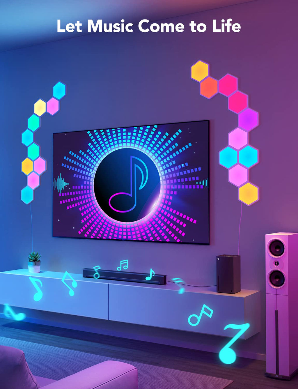 Govee Glide Hexa Light Panels, RGBIC Hexagon LED Wall Lights, Wi-Fi Smart Home Creative Wall Lights with Music Sync, Works with Alexa Google Assistant for Indoor Gaming Decor, 10 Pack - Flex Gamingproduct_type