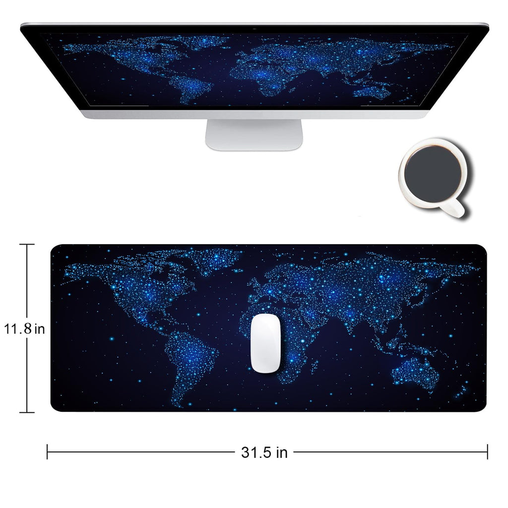 Gaming Mouse Pad, Large Non-Slip Rubber Base Mousepad, Keyboard Mouse Mat, Desk Pad with Stitched Edges, 31.5x11.8inch, Dazzling Galaxy - Flex Gamingproduct_type
