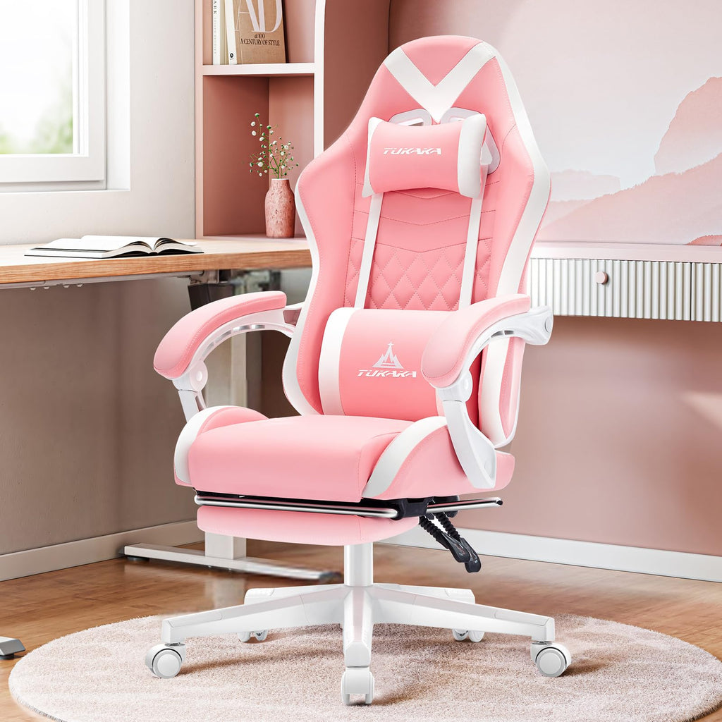 White Gaming Chair,Ergonomic Massage Office Desk Chair with Footrest | Pocket Spring Cushion,Reclining,Thick High Back,Headrest and Lumbar Support,Adjustable Leather Computer Chair Gamer Chair - Flex Gamingproduct_type