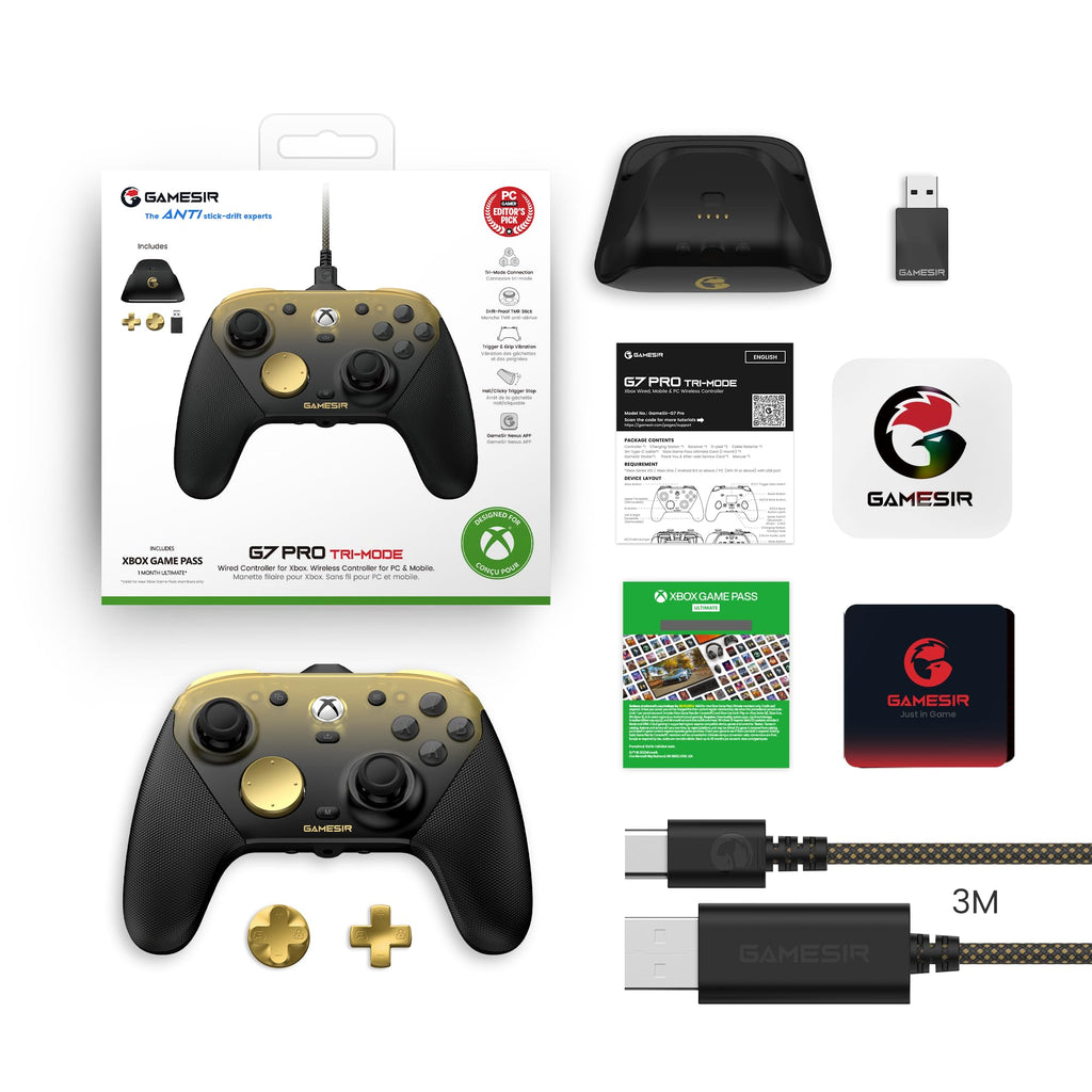 GameSir G7 Pro Wired Controller for Xbox Series X|S, Xbox One, Wireless Gamepad for PC&Android with TMR Sticks, Hall Effect Analog Triggers, 1000Hz Polling Rate, 3.5mm Audio Jack - Black - Flex Gamingproduct_type
