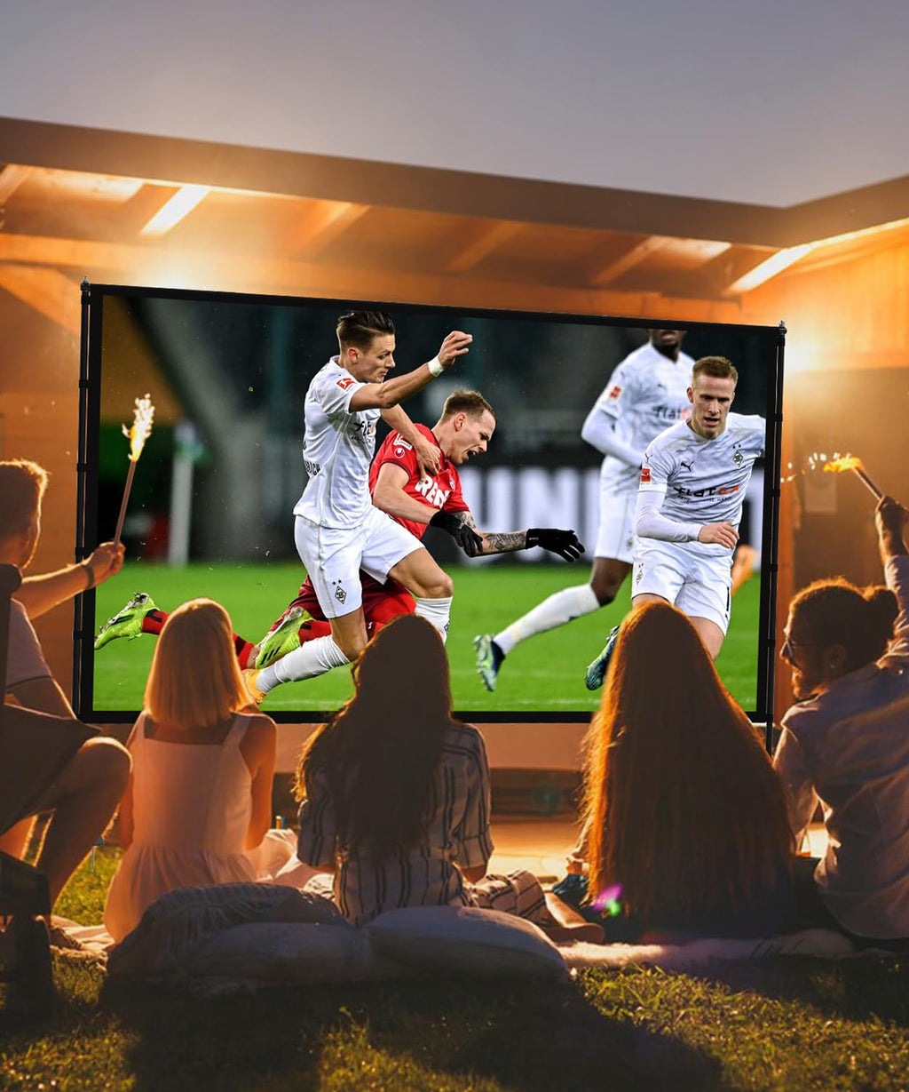 STWUI Outdoor-Projector-Screen-with-Stand - 120 inch Portable Projector Screen Indoor Outdoor Projector Screens 16:9 4K HD Lightweight Movie Screen with Carry Bag for Backyard Movie Night - Flex Gamingproduct_type