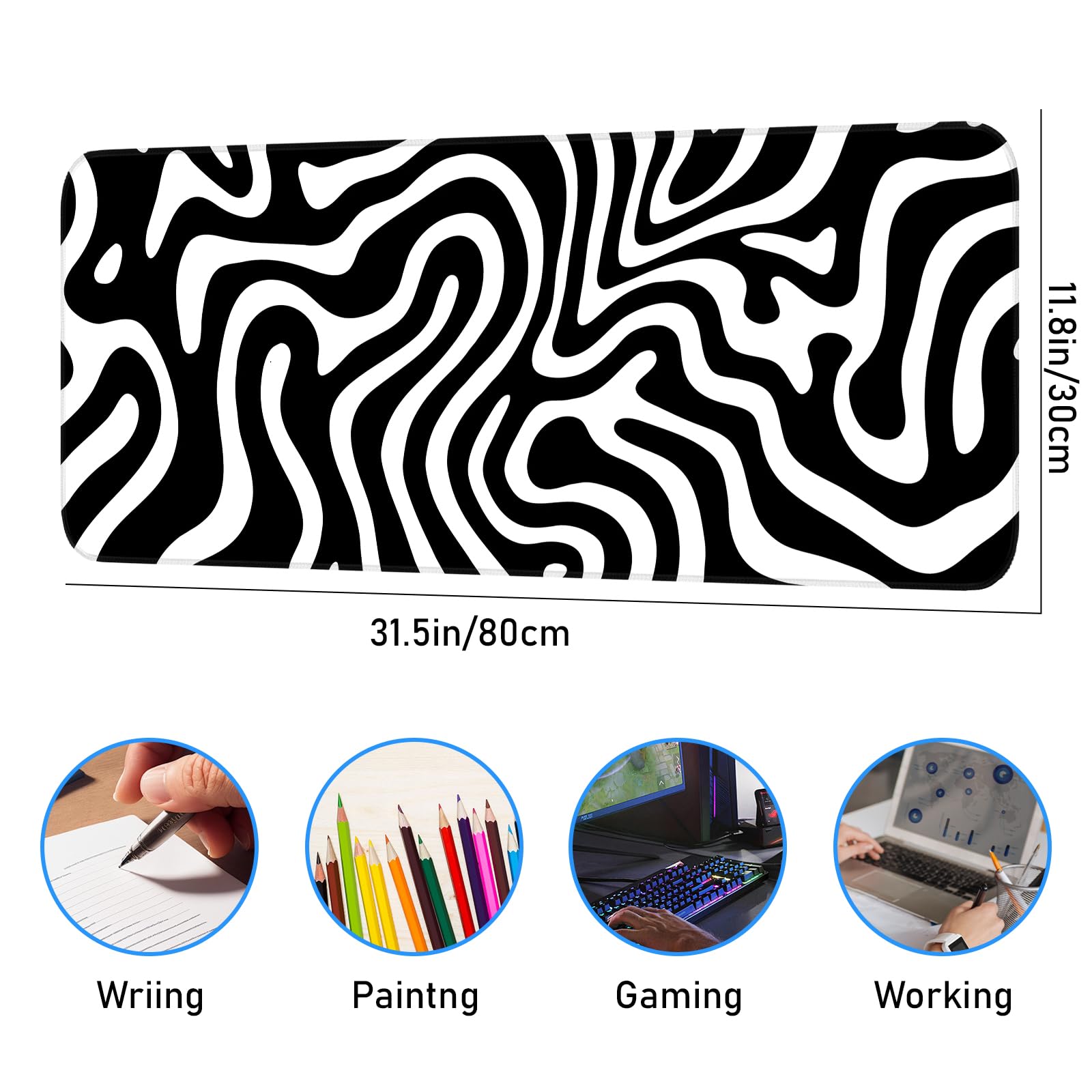 Japanese Dark Red Moon Gaming Mouse Pad, Extended Mouse Pad with Non-Slip Base, Full Keyboard Pad with Stitched Edges, Large Desk Pad for Gaming, Office, Home 31.5 x 11.8 Inch - Flex Gamingproduct_type