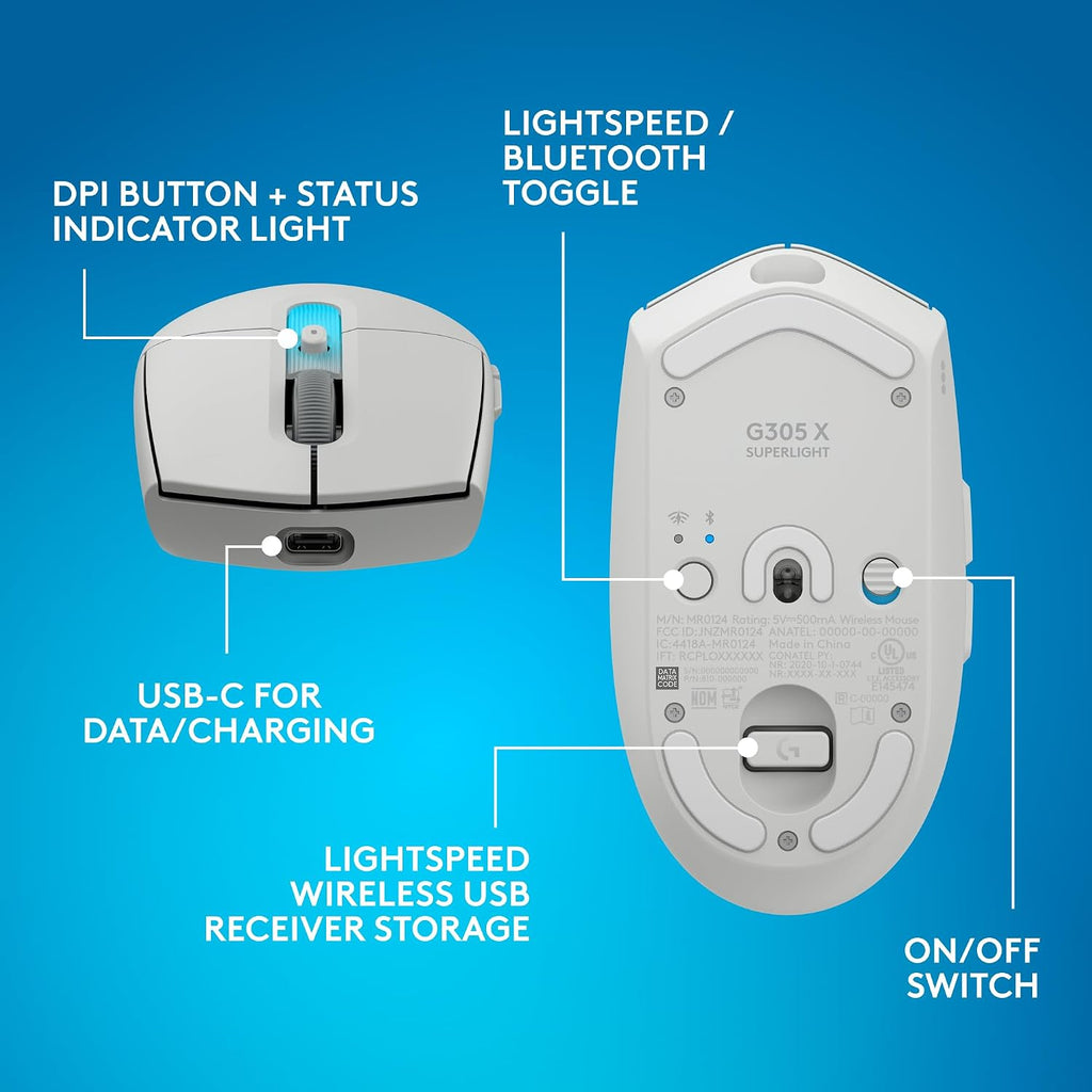 Logitech G305 Lightspeed Wireless Gaming Mouse, Hero Sensor, 12,000 DPI, Lightweight, 6 Programmable Buttons, 250h Battery, On-Board Memory, Compatible with PC, Mac - Black - Flex Gamingproduct_type