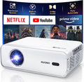 Aurzen Roku TV Smart Projector with Wifi and Bluetooth, Roku TV Built-in, 1080P FHD, DoIby Audio, Auto Focus & Keystone, Zoom, Movie Portable Outdoor Mini Projector for Soccer Football Game, White - Flex Gamingproduct_type