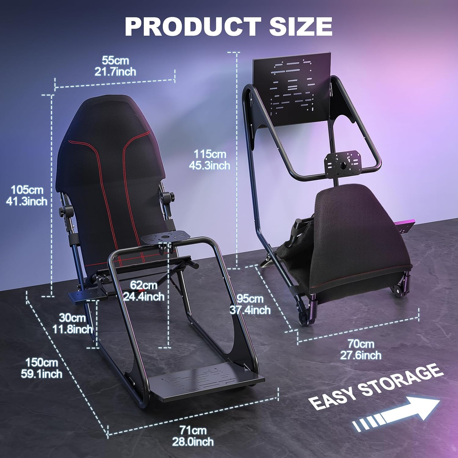 DIWANGUS Racing Simulator Cockpit - Multi Angle Adjustable Pedal & Wheel Panel Breathable Mesh Foam Seat for Sim Racing Cockpit Compatible with Logitech, Thrustmaster, Fanatec, Moza- Ergonomic GT - Flex Gamingproduct_type