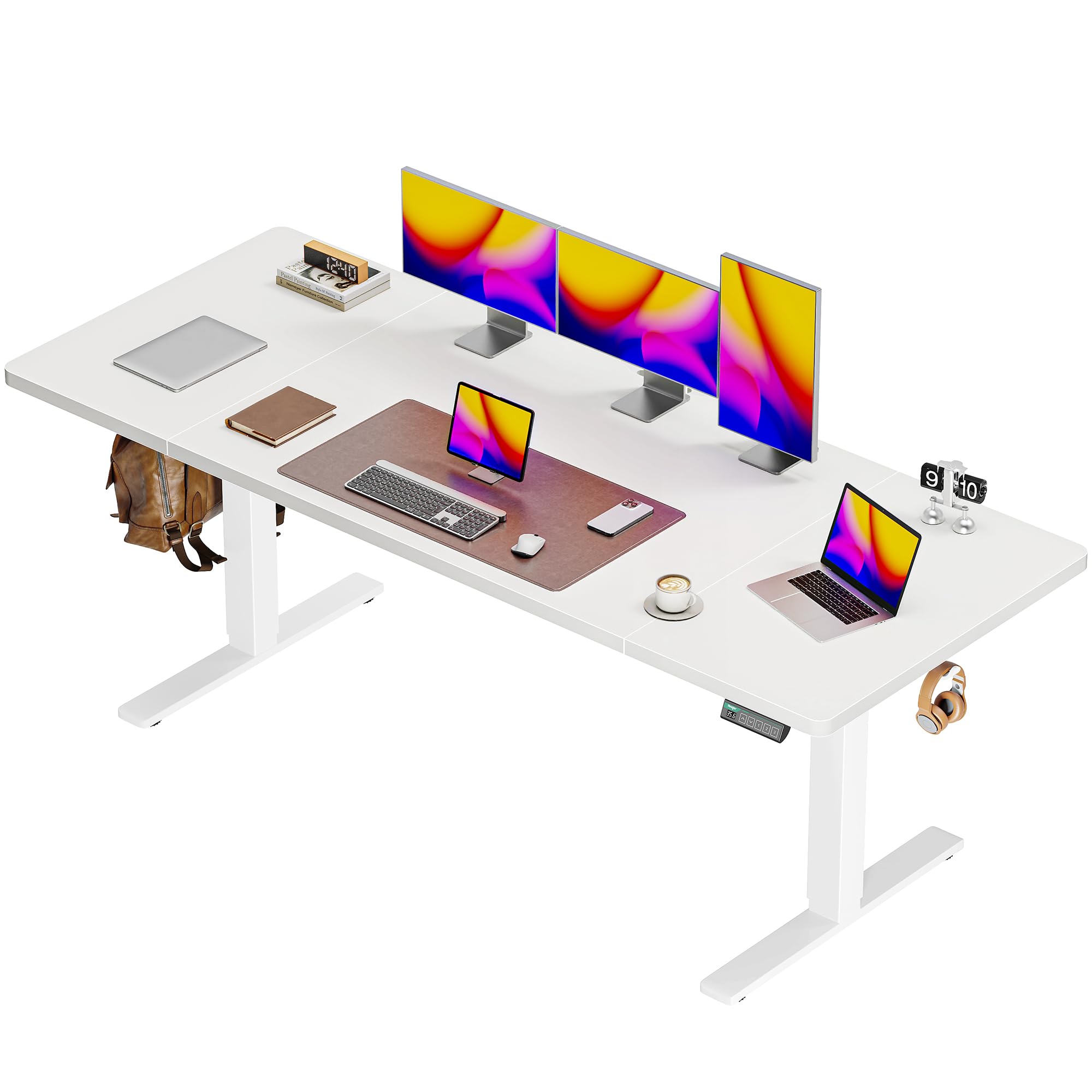 Huuger 55 x 28 Large Electric Standing Desk, Height Adjustable Computer Desk, 27.6" Deep Desktop, Stand up Gaming Office Table with 2 Hooks, 3 Preset Heights, for Home Office, Black - Flex Gamingproduct_type