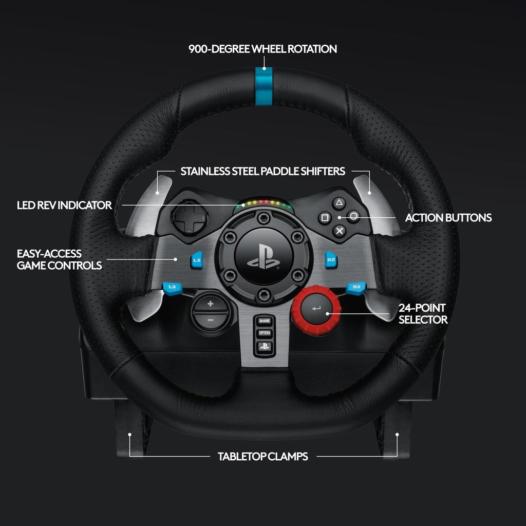 Logitech G920 Driving Force Racing Wheel and Floor Pedals, Real Force Feedback, Stainless Steel Paddle Shifters, Leather Steering Wheel Cover for Xbox Series X|S, Xbox One, PC, Mac - Black - Flex Gamingproduct_type