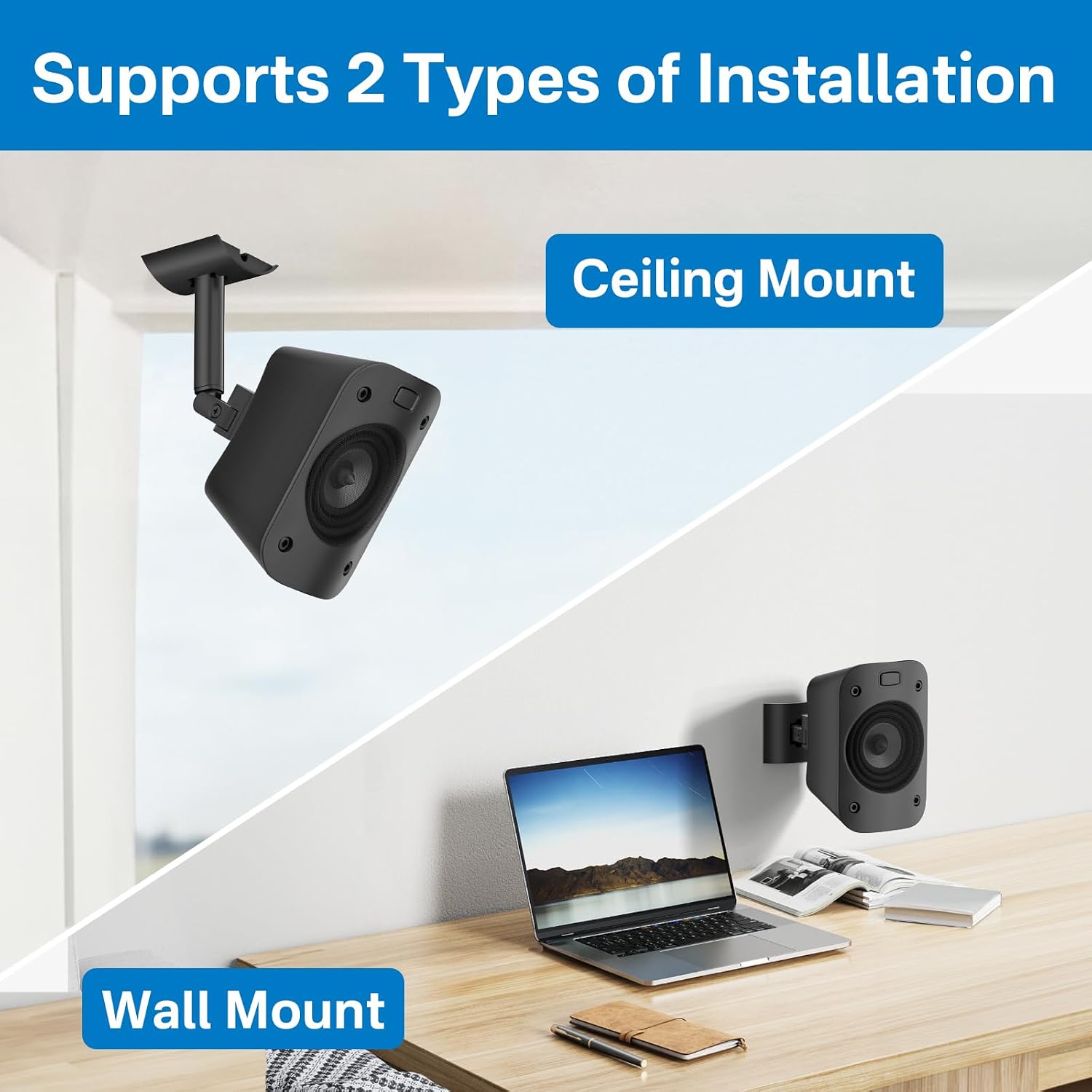 1 Pack, Wall Or Ceiling Mount for Logitech Z906 5.1 Surround Sound Speaker System Tilt and Swivel Adjustable Mounting Bracket for Logitech Z906 Satellite Speakers Wall Mounts