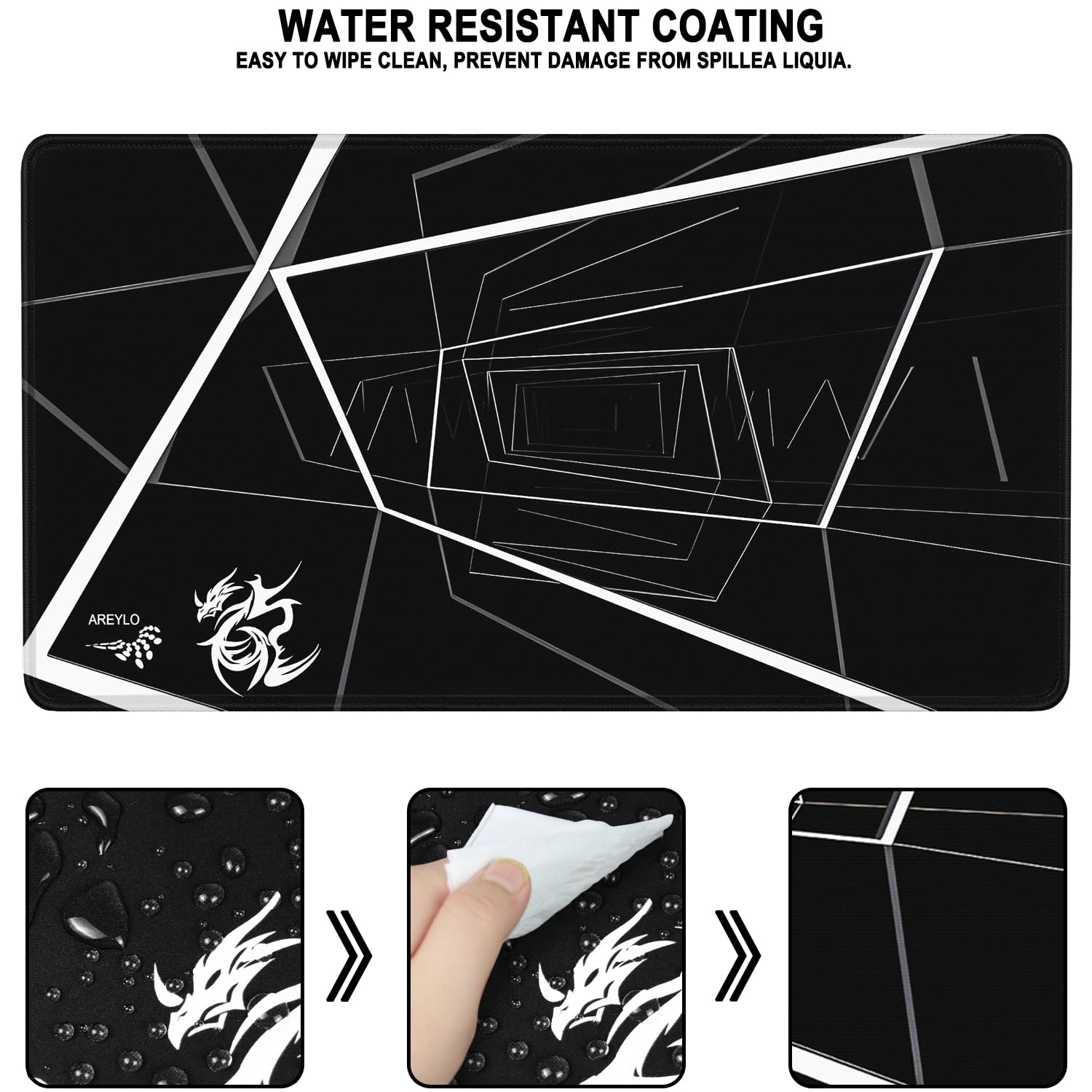 Large Gaming Mouse Pad, Waterproof Extra Large Mousepad with Stitched Edges, 31.5" x 15.7" Non-Slip Rubber Base Office Big Long Keyboard Pad for Office Gamer Home XXL, Black - Flex Gamingproduct_type