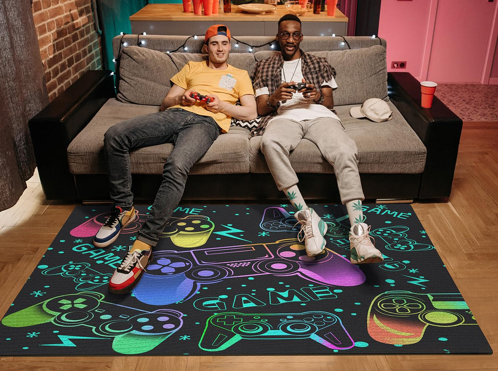Sunnycitron Gaming Area Rugs Gamer Player Rug for Boys Room Decor Teens 3D Video Game Controller Mat for Bedroom Playroom Carpet Red (59"x39") - Flex Gamingproduct_type