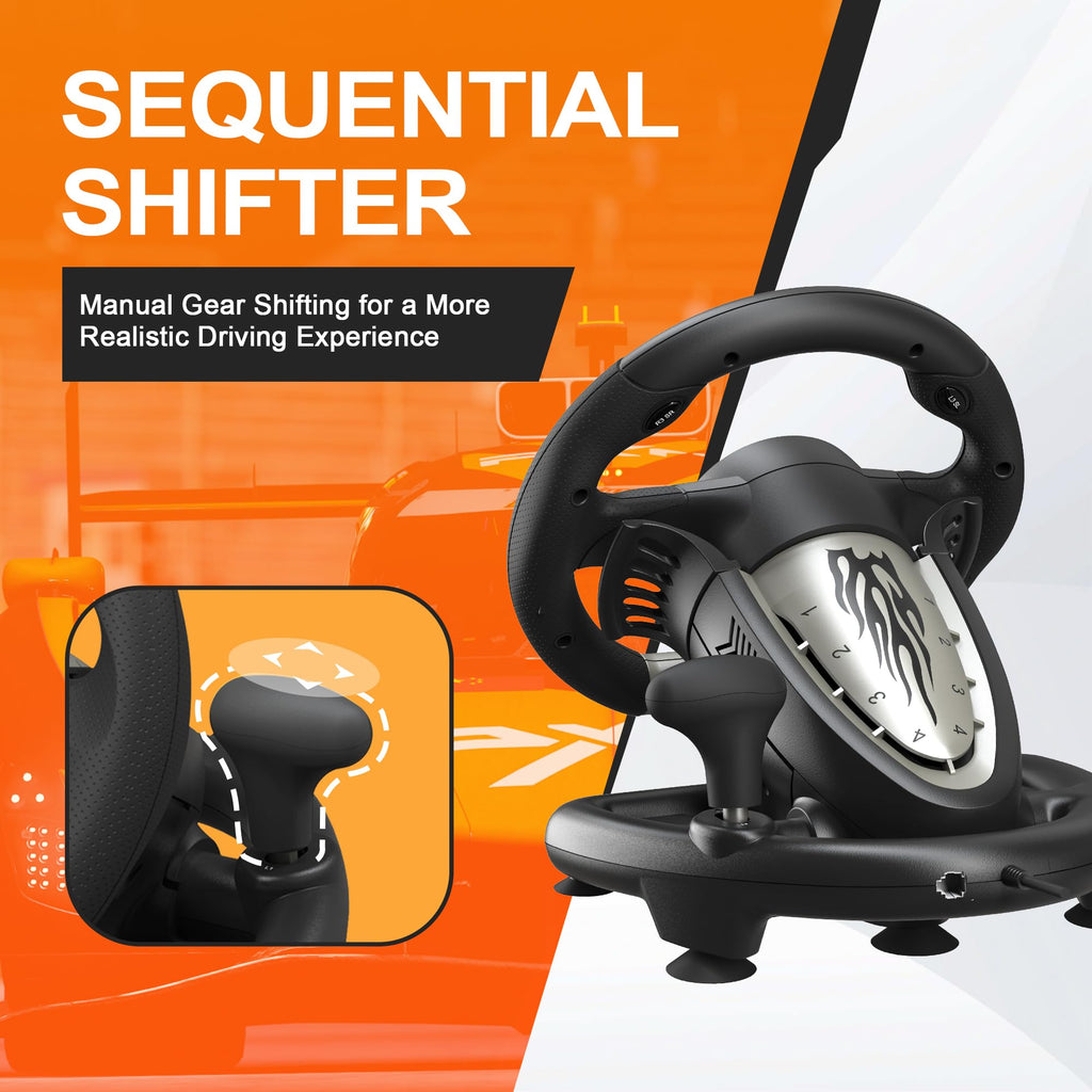 PXN V3 Pro Gaming Steering Wheel with Pedals | Dual Motor Vibration Feedback, Beginner Sim Racing Wheel for PC, PS4, Xbox Series S, Xbox Series X, Xbox One and Switch - Flex Gamingproduct_type