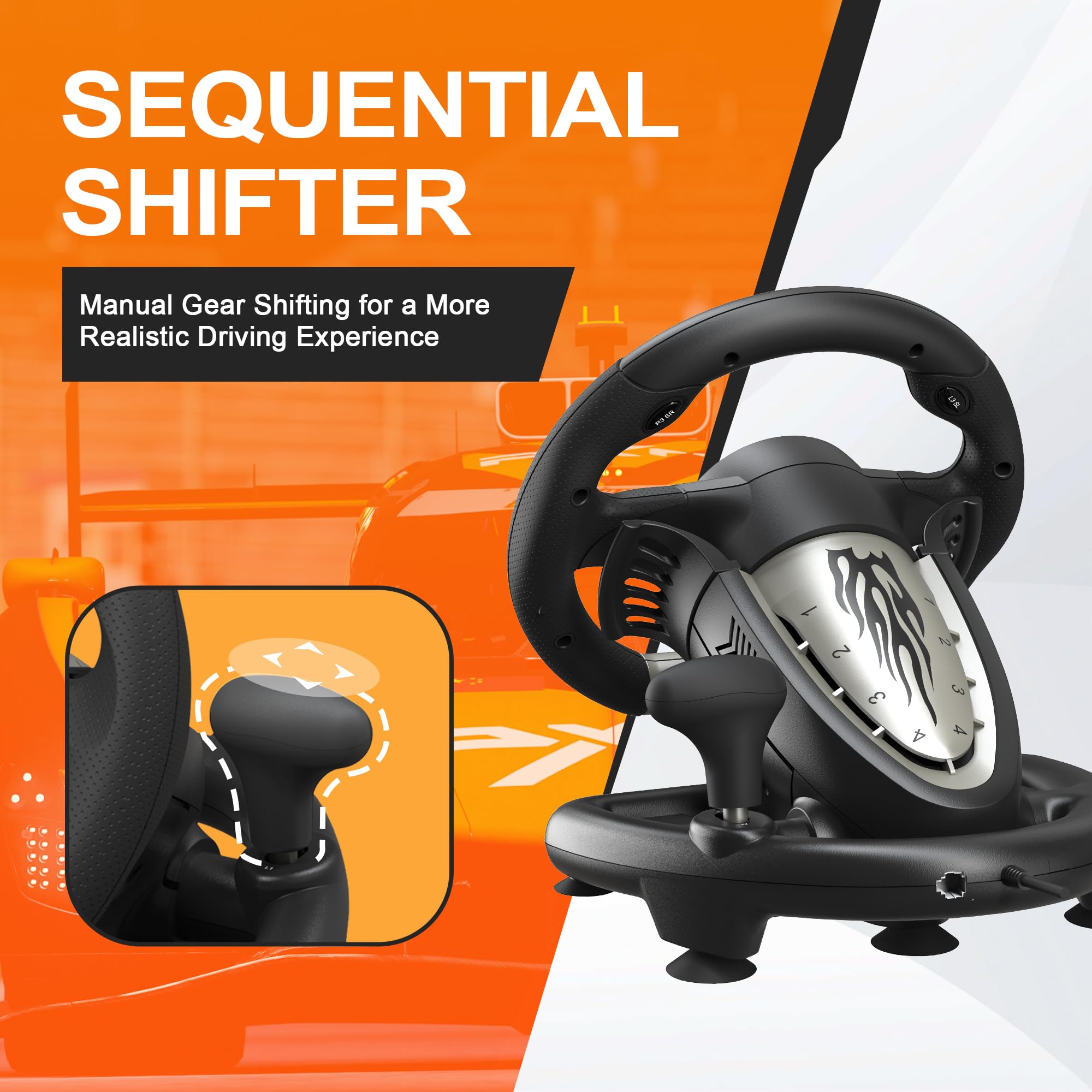 PXN V3 Pro Gaming Steering Wheel with Pedals | Dual Motor Vibration Feedback, Beginner Sim Racing Wheel for PC, PS4, Xbox Series S, Xbox Series X, Xbox One and Switch - Flex Gamingproduct_type