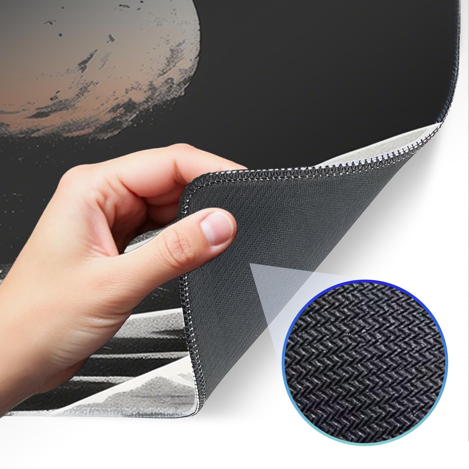 Japanese Dark Red Moon Gaming Mouse Pad, Extended Mouse Pad with Non-Slip Base, Full Keyboard Pad with Stitched Edges, Large Desk Pad for Gaming, Office, Home 31.5 x 11.8 Inch - Flex Gamingproduct_type