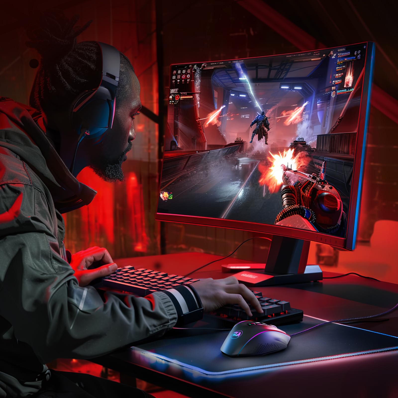 Redragon Gaming Mouse, MMO Mouse Gaming UP 12400 DPI, 19 Macro Programmable Buttons, RGB Mouse with 12 Side Buttons, 8 * 2.4g Weight Tuning for PC Laptop MOBA FPS, M901K, Black - Flex Gamingproduct_type
