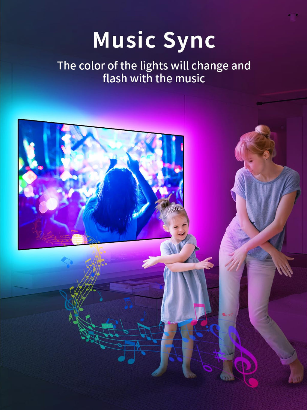 KANTUTOE LED Lights for TV, 19.68ft LED Backlights for 65-80in TV, RGB TV Backlight with Music Sync Bluetooth APP and Remote Control TV Lights Strip USB Powered LED Lights for Bedroom, Gaming - Flex Gamingproduct_type