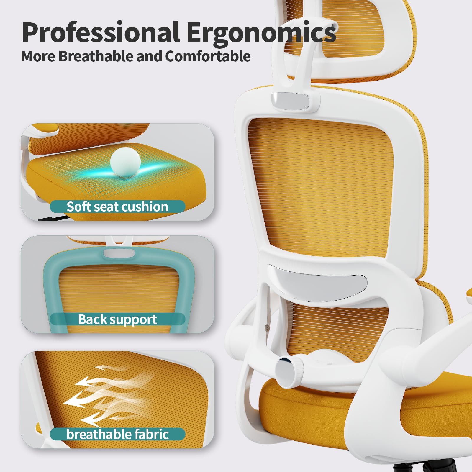 TRALT Office Chair Ergonomic Desk Chair, 330 LBS Home Mesh Office Desk Chairs with Wheels, Comfortable Gaming Chairs (1, Black) - Flex Gamingproduct_type