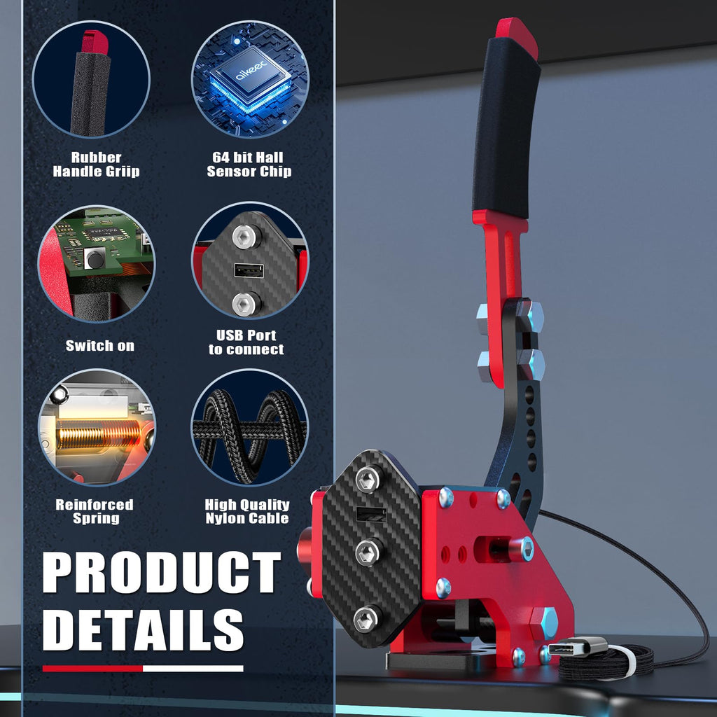 aikeec USB Handbrake for PS4 PS5: Compatible with Logitech G27 G29- PC Handbrake Compatible for G27 G29 G920 Thrusmsater T300 T500 Sim Racing Handbrake - Flex Gamingproduct_type