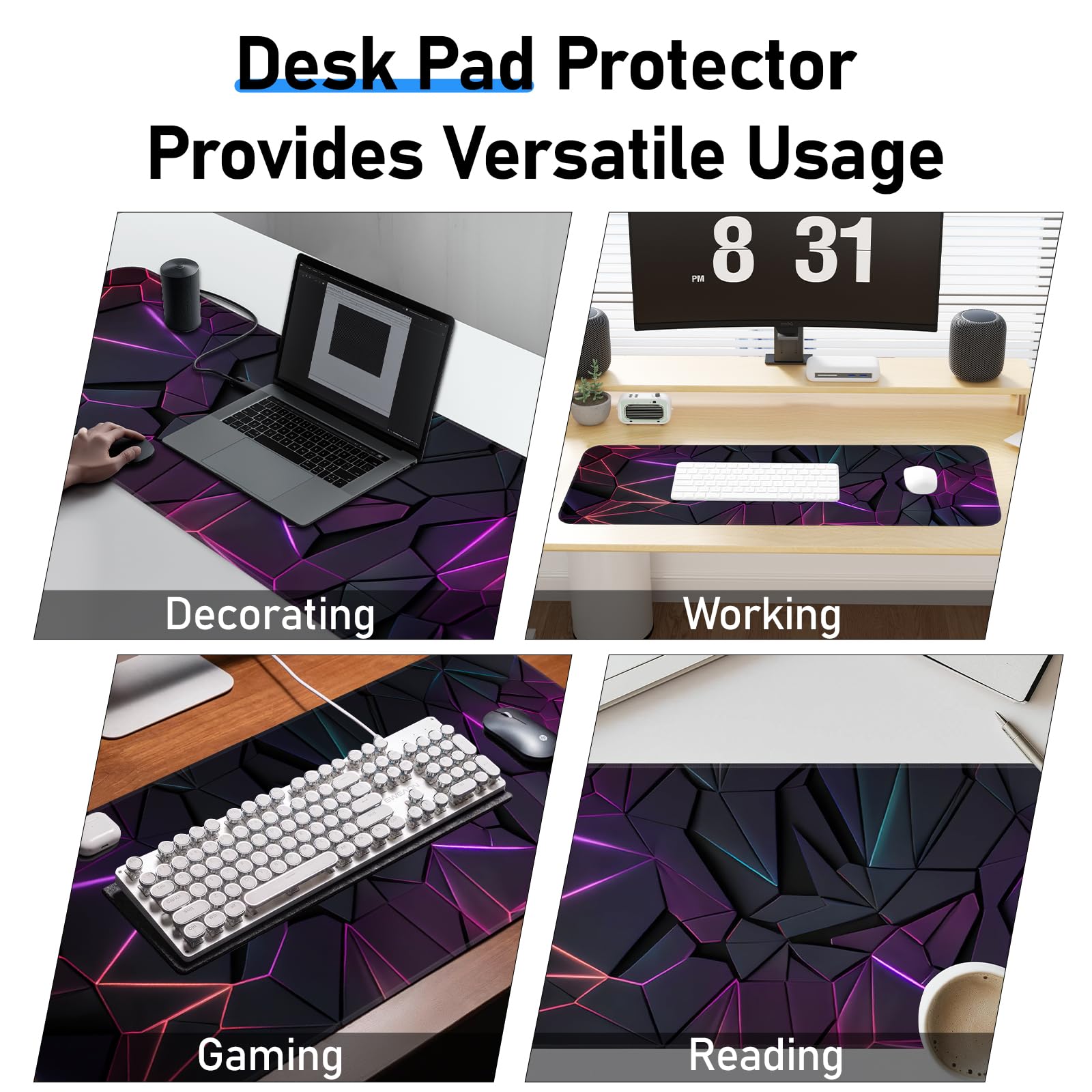 Japanese Dark Red Moon Gaming Mouse Pad, Extended Mouse Pad with Non-Slip Base, Full Keyboard Pad with Stitched Edges, Large Desk Pad for Gaming, Office, Home 31.5 x 11.8 Inch - Flex Gamingproduct_type