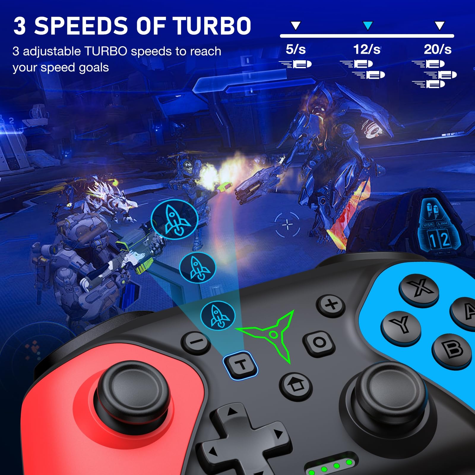 Switch Controller 2-Pack, Wireless Pro Controller for Switch2/Switch/Lite/OLED, Bluetooth Gamepad with Programmable Back Buttons, Turbo, Vibration, Gyro, Compatible with iOS/Android/PC, Includes 2 Stands - Flex Gamingproduct_type
