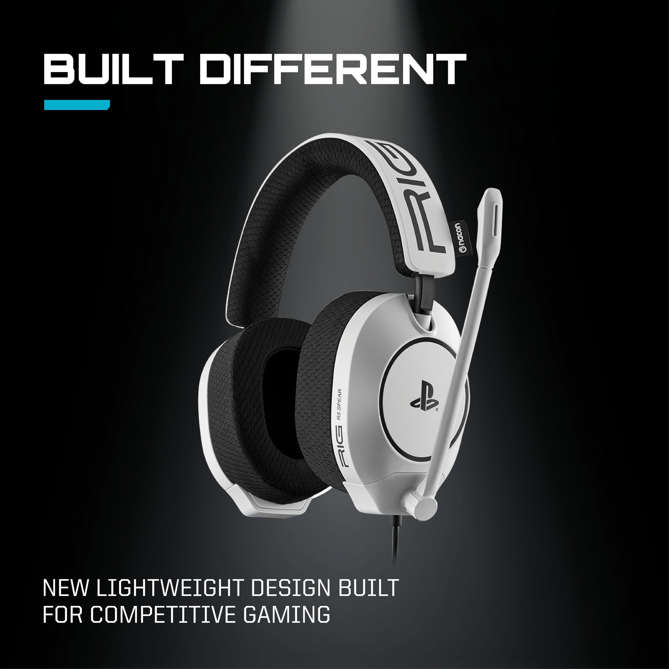 RIG R5 Spear PRO HS Wired Gaming Headset Officially Licensed for PlayStation, PS5, PS4, PC - 40mm Graphene Drivers, Tempest 3D Audio, Flip-to-Mute Mic, Memory Foam Cushions, 3.5mm -Black - Flex Gamingproduct_type