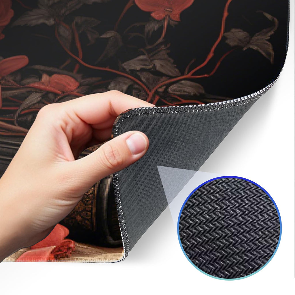 Japanese Dark Red Moon Gaming Mouse Pad, Extended Mouse Pad with Non-Slip Base, Full Keyboard Pad with Stitched Edges, Large Desk Pad for Gaming, Office, Home 31.5 x 11.8 Inch - Flex Gamingproduct_type