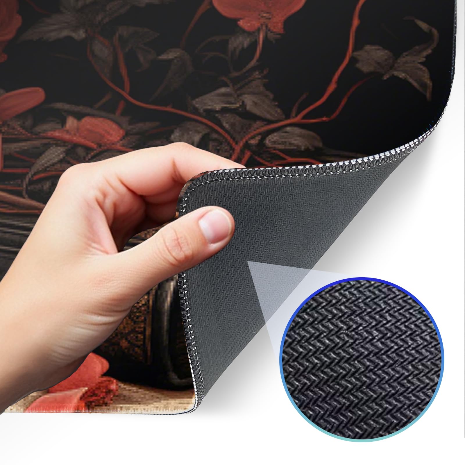 Japanese Dark Red Moon Gaming Mouse Pad, Extended Mouse Pad with Non-Slip Base, Full Keyboard Pad with Stitched Edges, Large Desk Pad for Gaming, Office, Home 31.5 x 11.8 Inch - Flex Gamingproduct_type