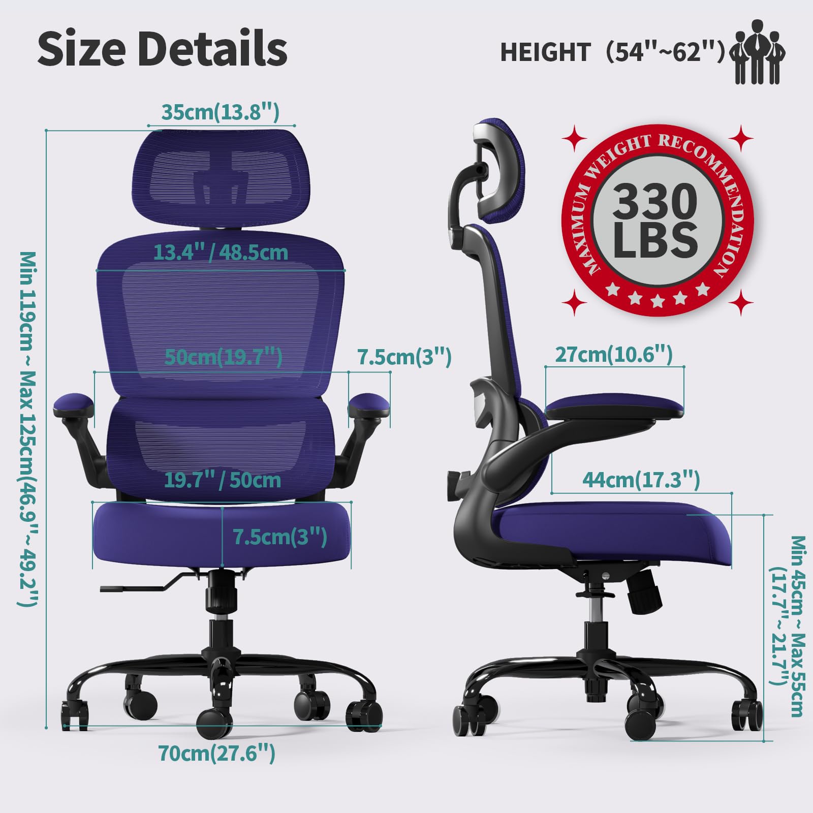 TRALT Office Chair Ergonomic Desk Chair, 330 LBS Home Mesh Office Desk Chairs with Wheels, Comfortable Gaming Chairs (1, Black) - Flex Gamingproduct_type