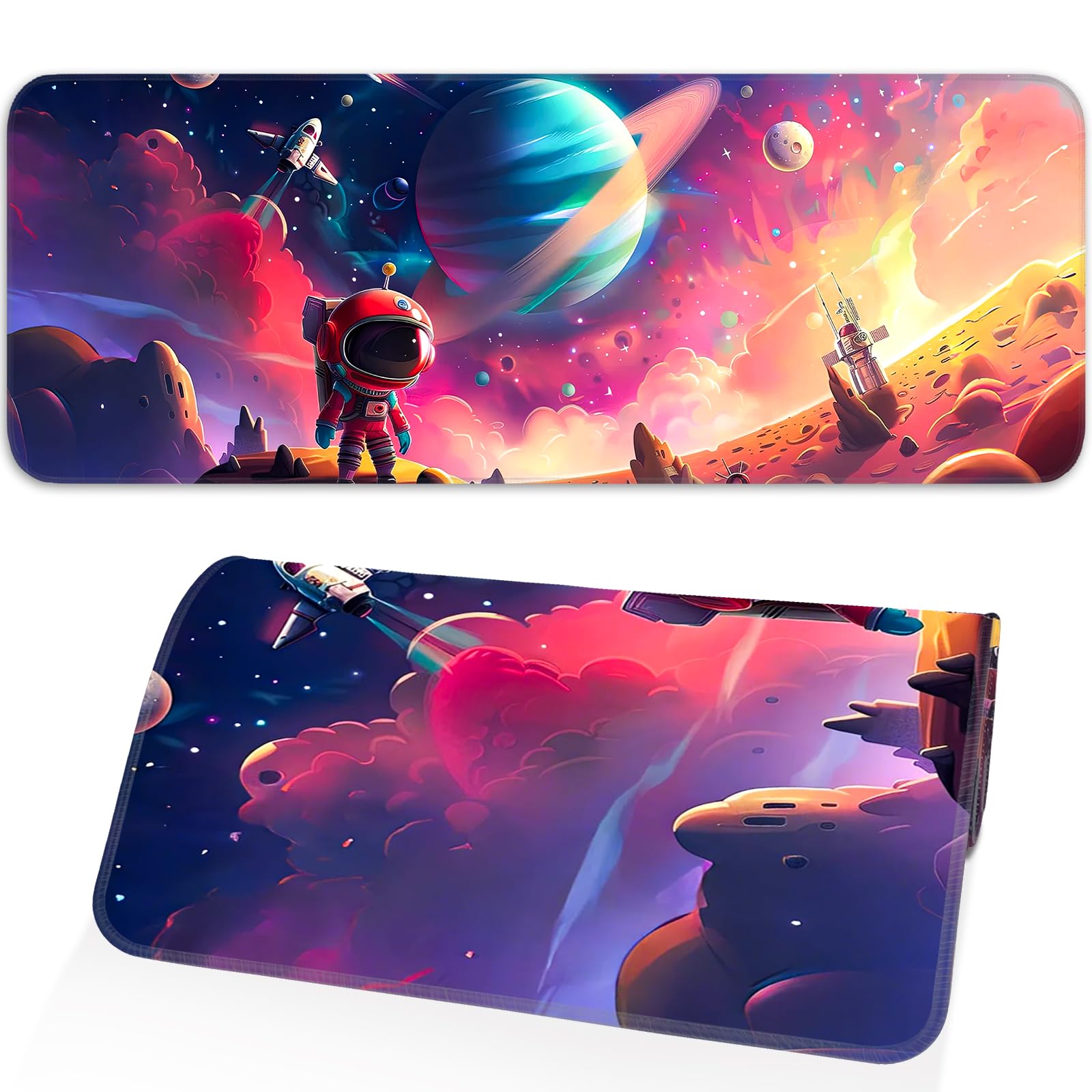 Japanese Dark Red Moon Gaming Mouse Pad, Extended Mouse Pad with Non-Slip Base, Full Keyboard Pad with Stitched Edges, Large Desk Pad for Gaming, Office, Home 31.5 x 11.8 Inch - Flex Gamingproduct_type