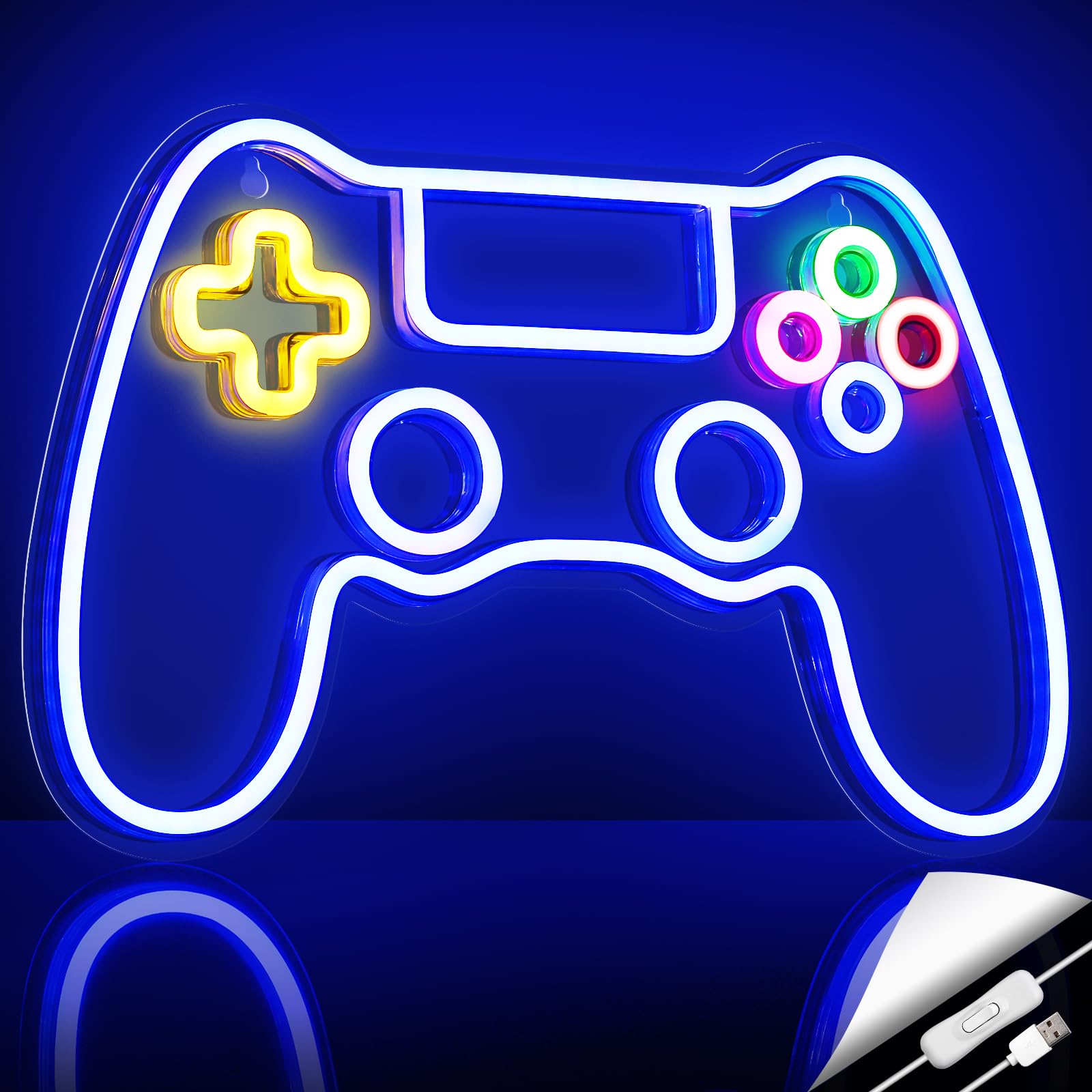 Kavaas Gamer Neon Sign, UV Printed Gaming Neon Sign for Gamer Room Decor - LED Video Game Neon Lights for Bedroom Boys, Gaming Wall decor - Best Gamer Gifts for Teenage Boys, Christmas - Flex Gamingproduct_type