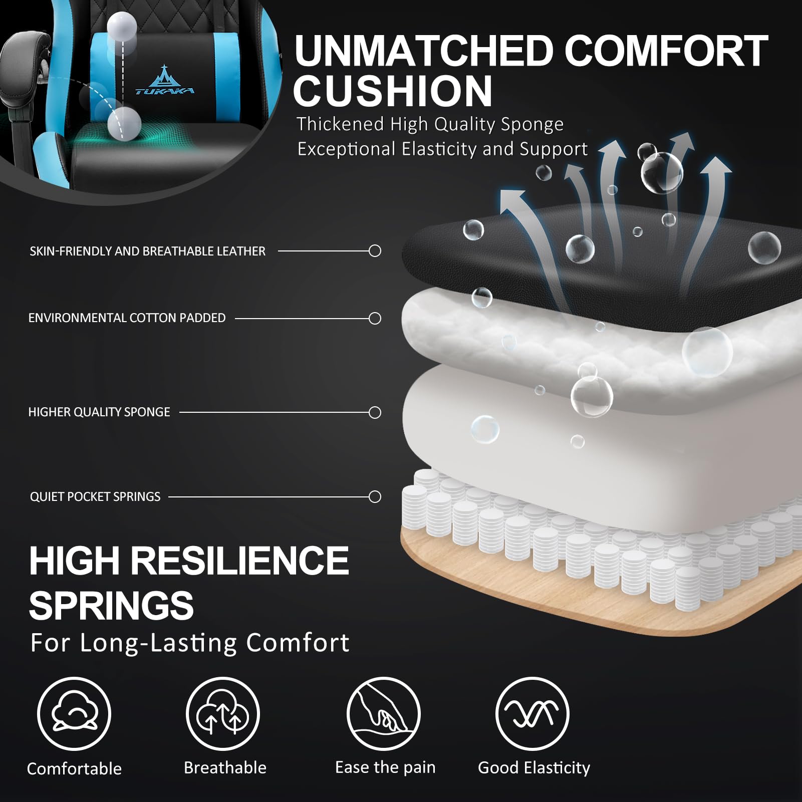 White Gaming Chair,Ergonomic Massage Office Desk Chair with Footrest | Pocket Spring Cushion,Reclining,Thick High Back,Headrest and Lumbar Support,Adjustable Leather Computer Chair Gamer Chair - Flex Gamingproduct_type
