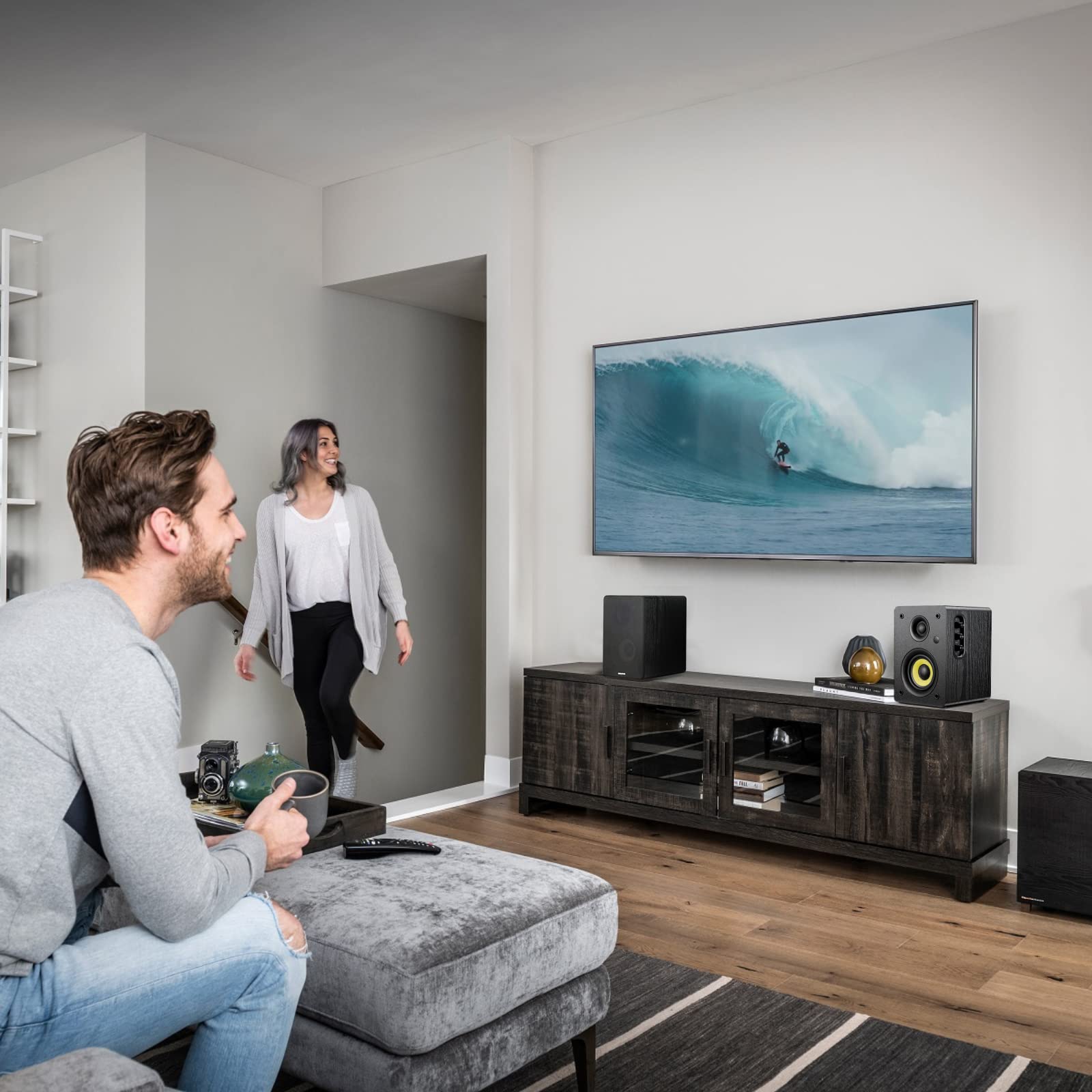 Sanyun SW208 3" Active Bluetooth 5.0 Bookshelf Speakers – 60W Carbon Fiber Speaker Unit - Built-in 24bit DAC - Dynamic 3D Surround Sound – 2.0 Computer PC Monitor Gaming Speakers (Pair, Black) - Flex Gamingproduct_type